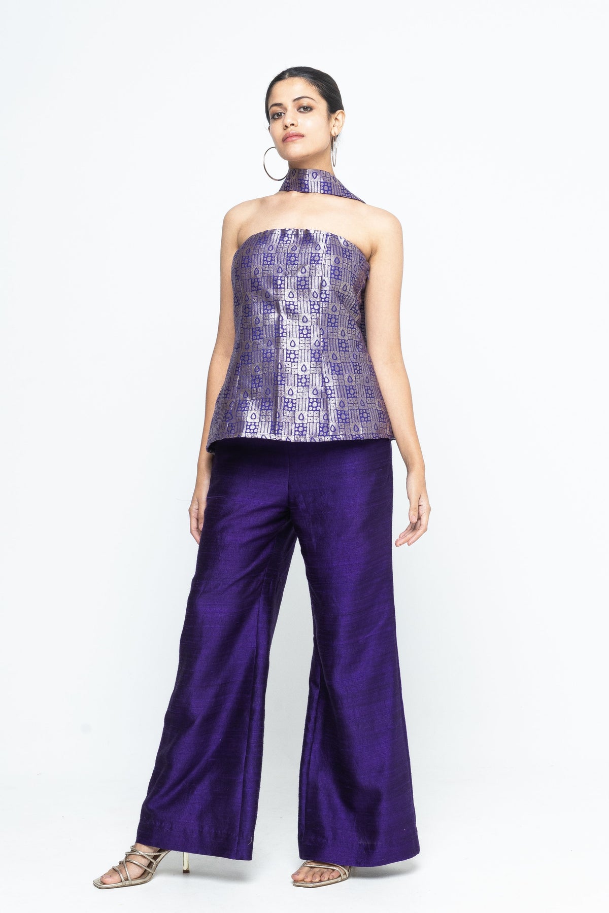 Dela Strapless Purple Co-ord Set