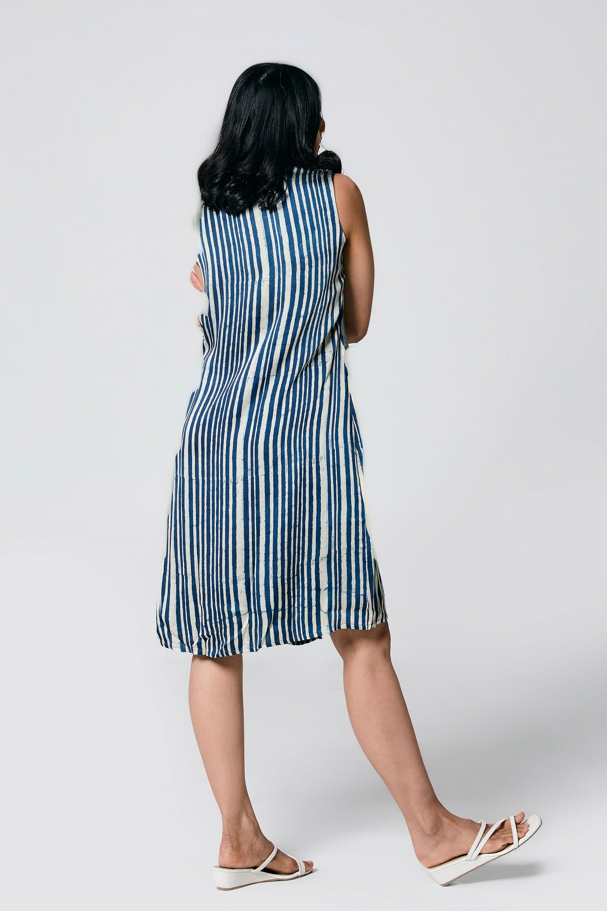 Blue Neck Flap Dress