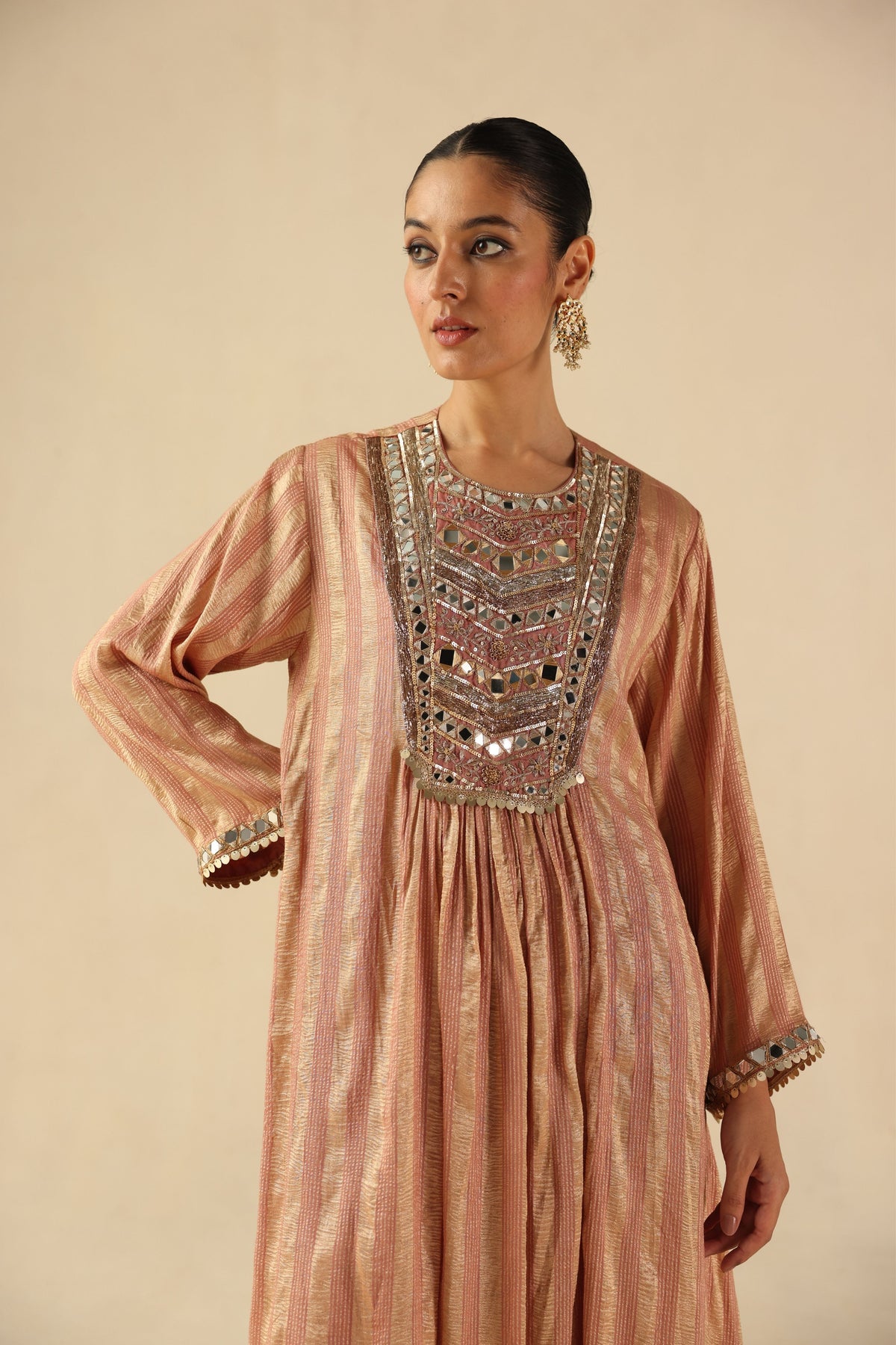 Peach Naksh Kurta Set