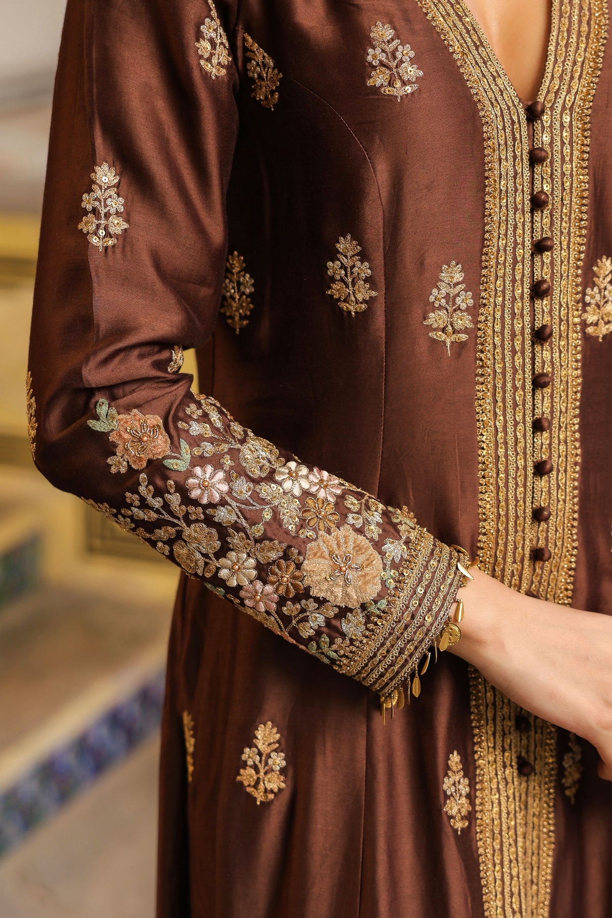 Ahista Brown Anarkali Set