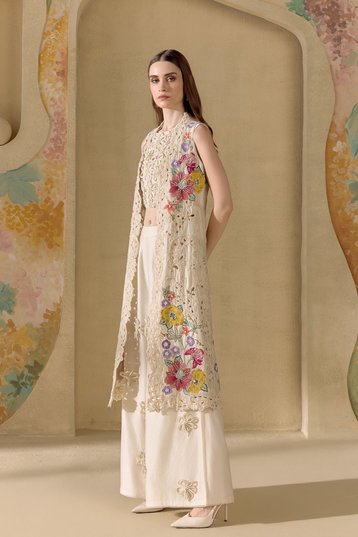 Ivory Fleur Long Jacket