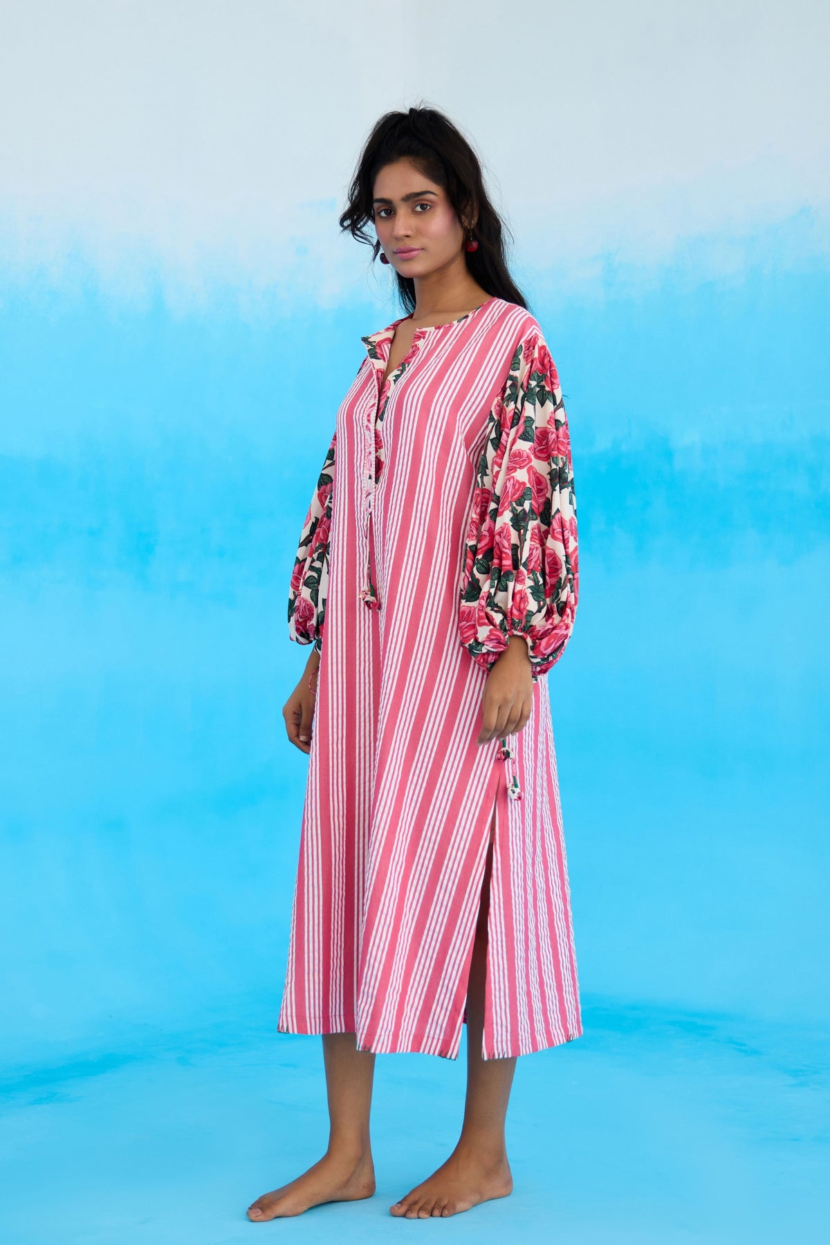 Pink A-line Flower Tassels Dress
