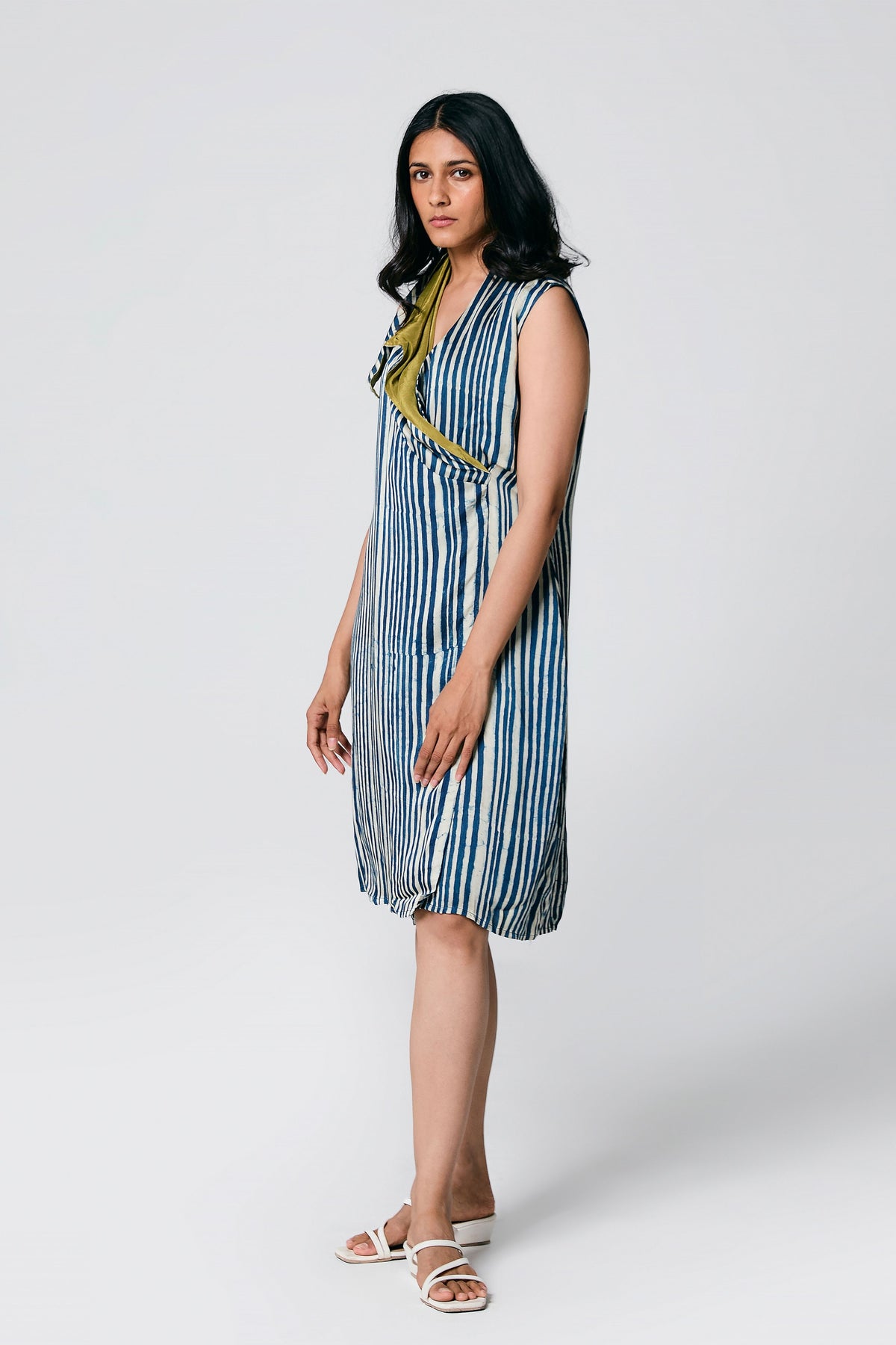 Blue Neck Flap Dress