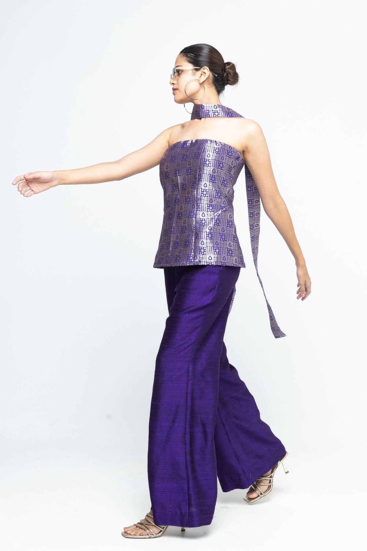 Dela Strapless Purple Co-ord Set