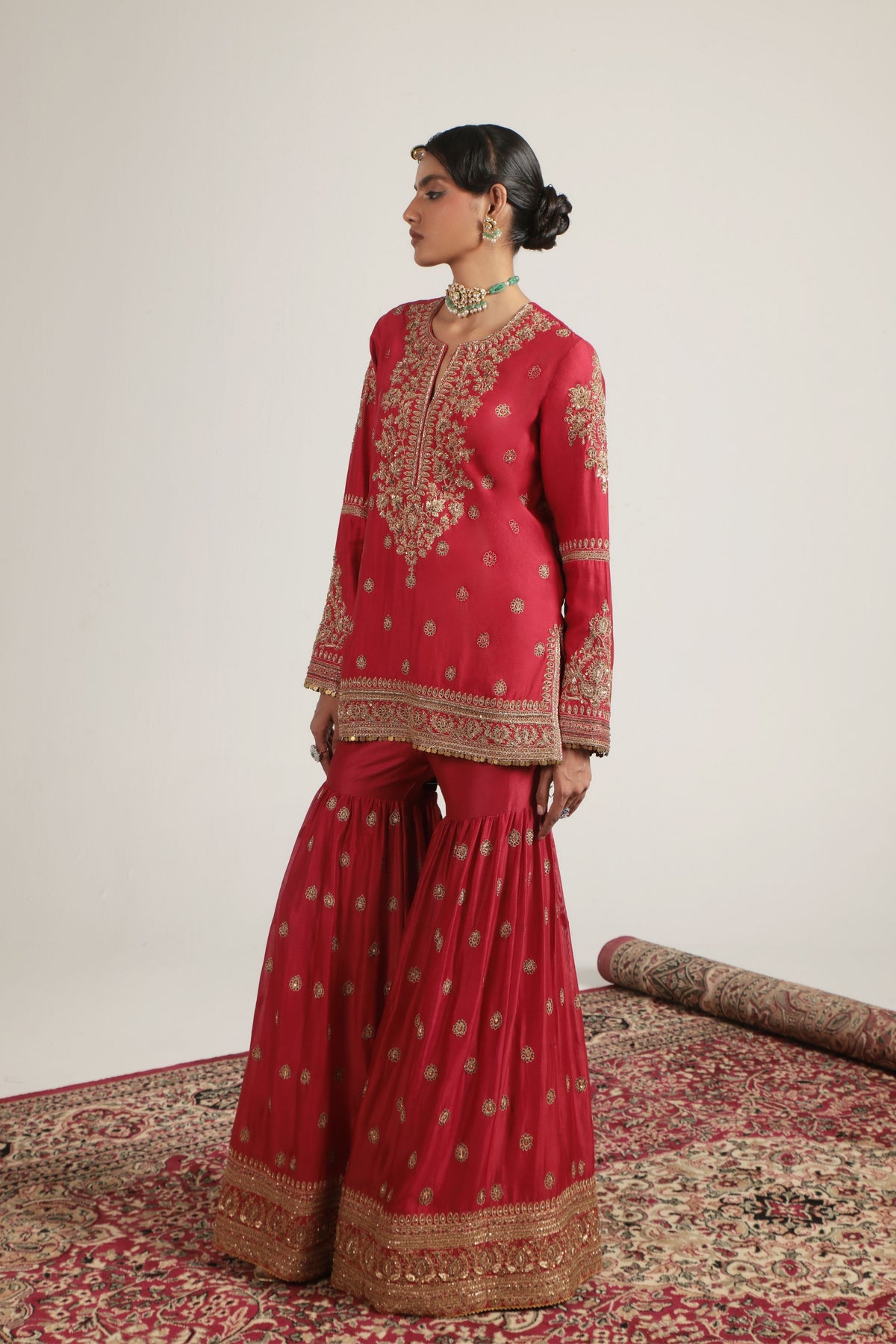 Red Phool Patti Sharara Set