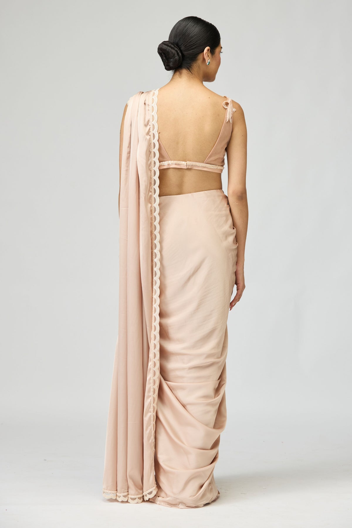 Blush Satin Saree Set