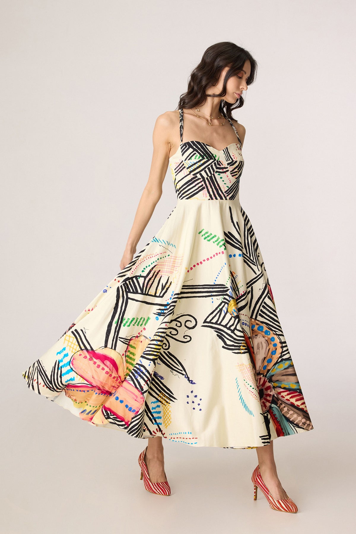 Doodle Print Marilyn Dress