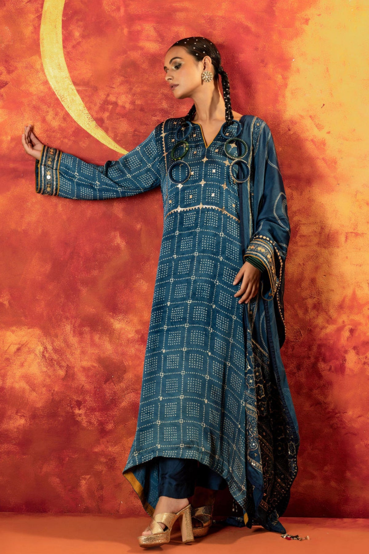 Heena Ajrakh Kurta Set
