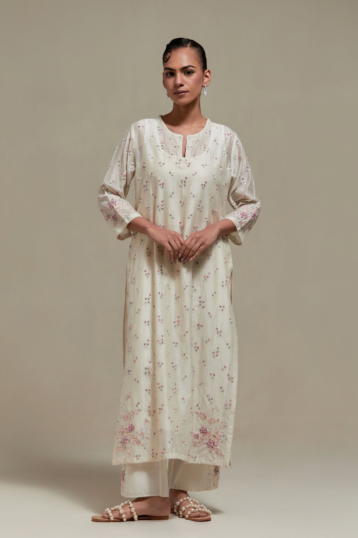 Pink Straight Kurta And Pants
