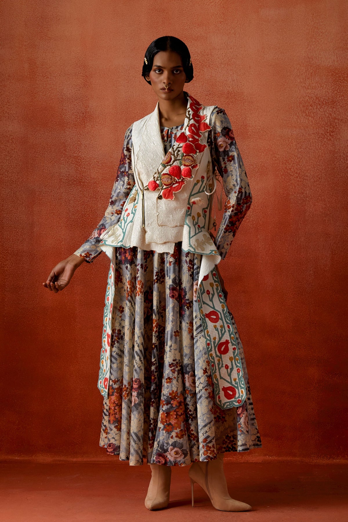 Printed Kurta Jacket Set