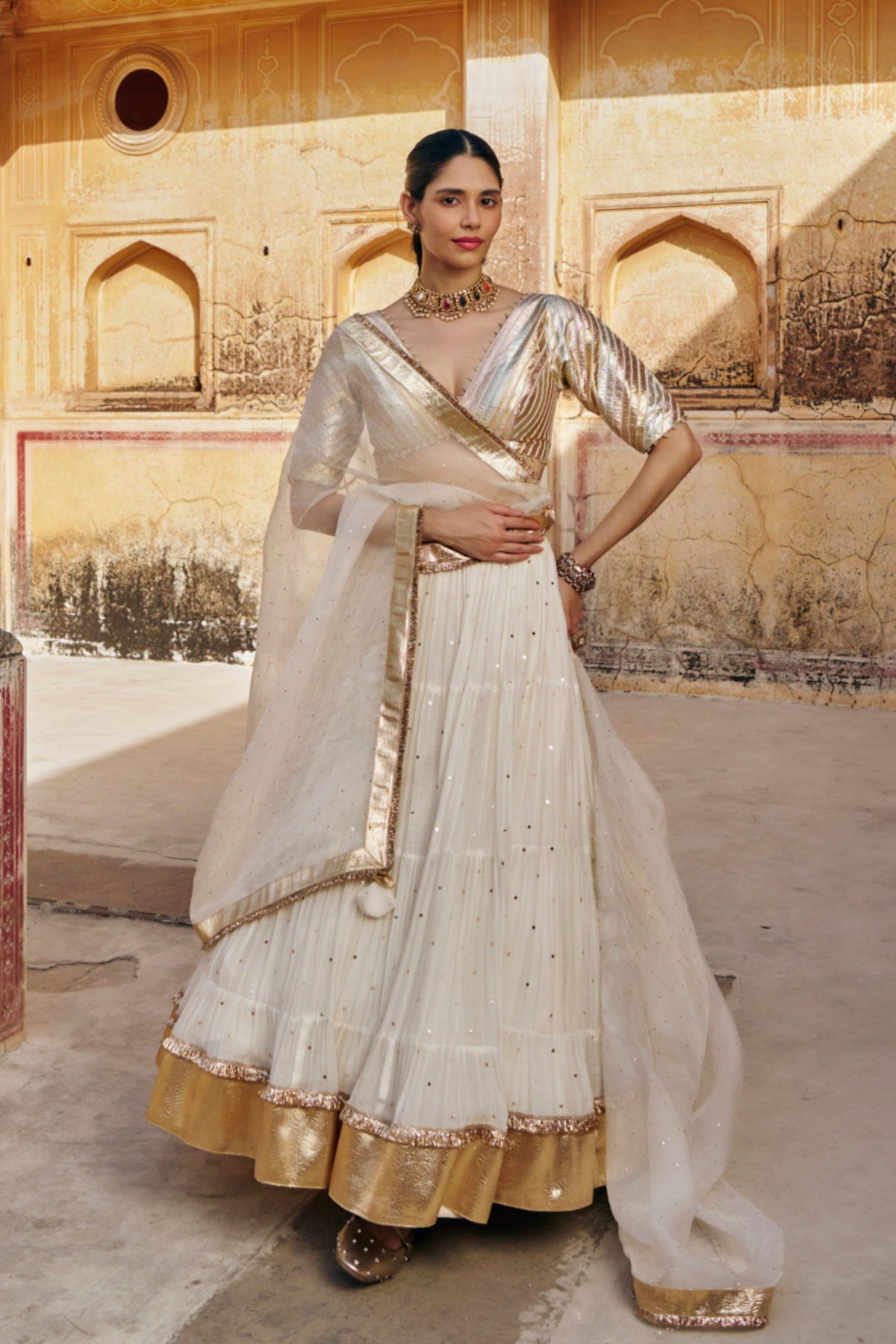 Ivory Lehenga Set