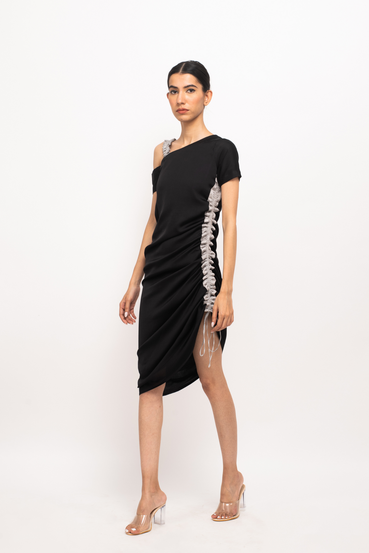 Black and Grey Rouching Dress
