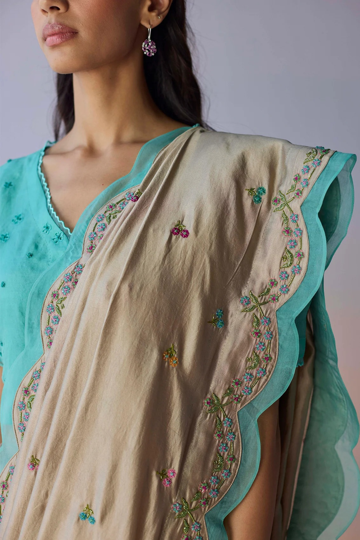 Ocean&#39;s Breath Embroidered Saree
