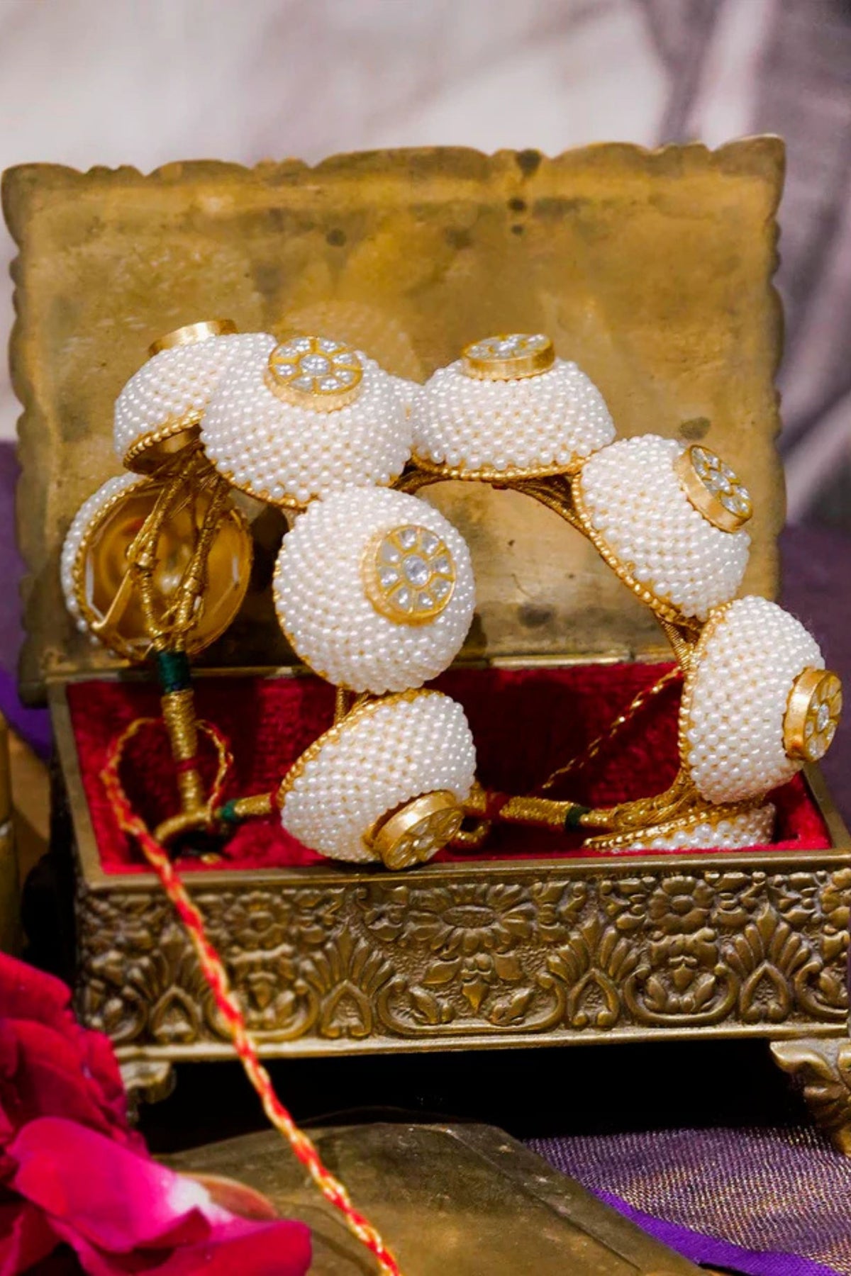 White Gold Plated Jadau Kundan Bangles