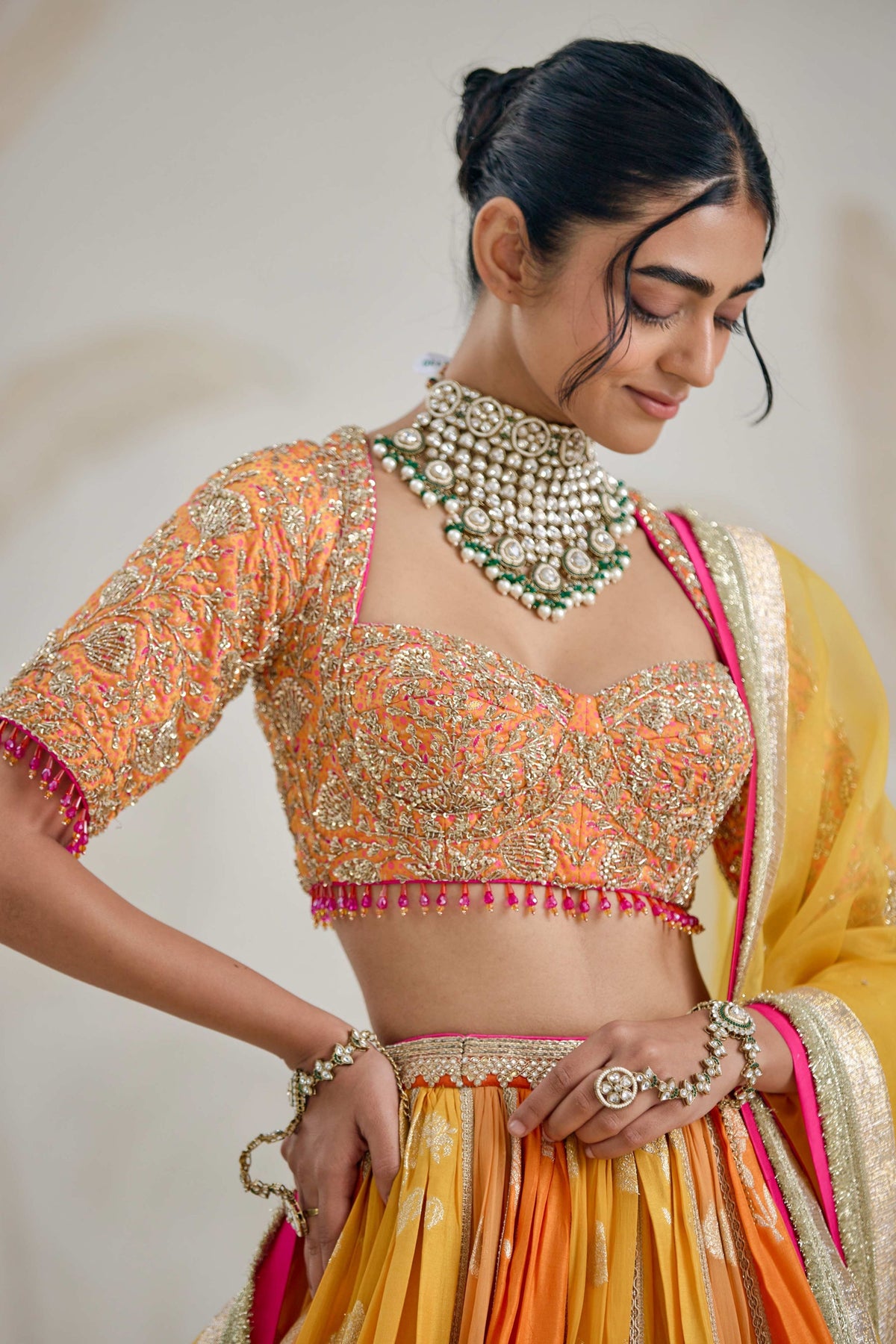 Multi-coloured Lehenga Set