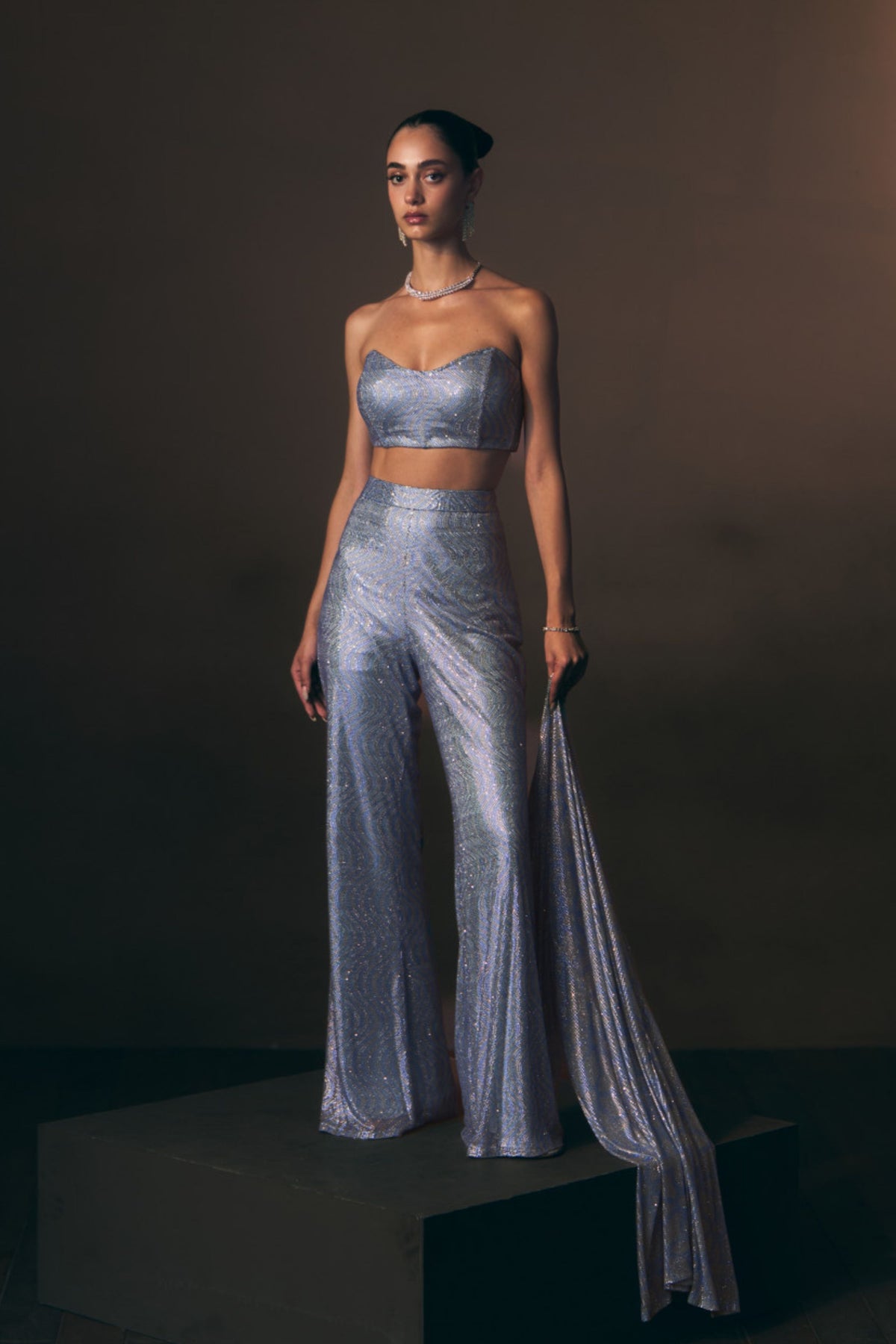 Blue Sharara Pants with Jacket