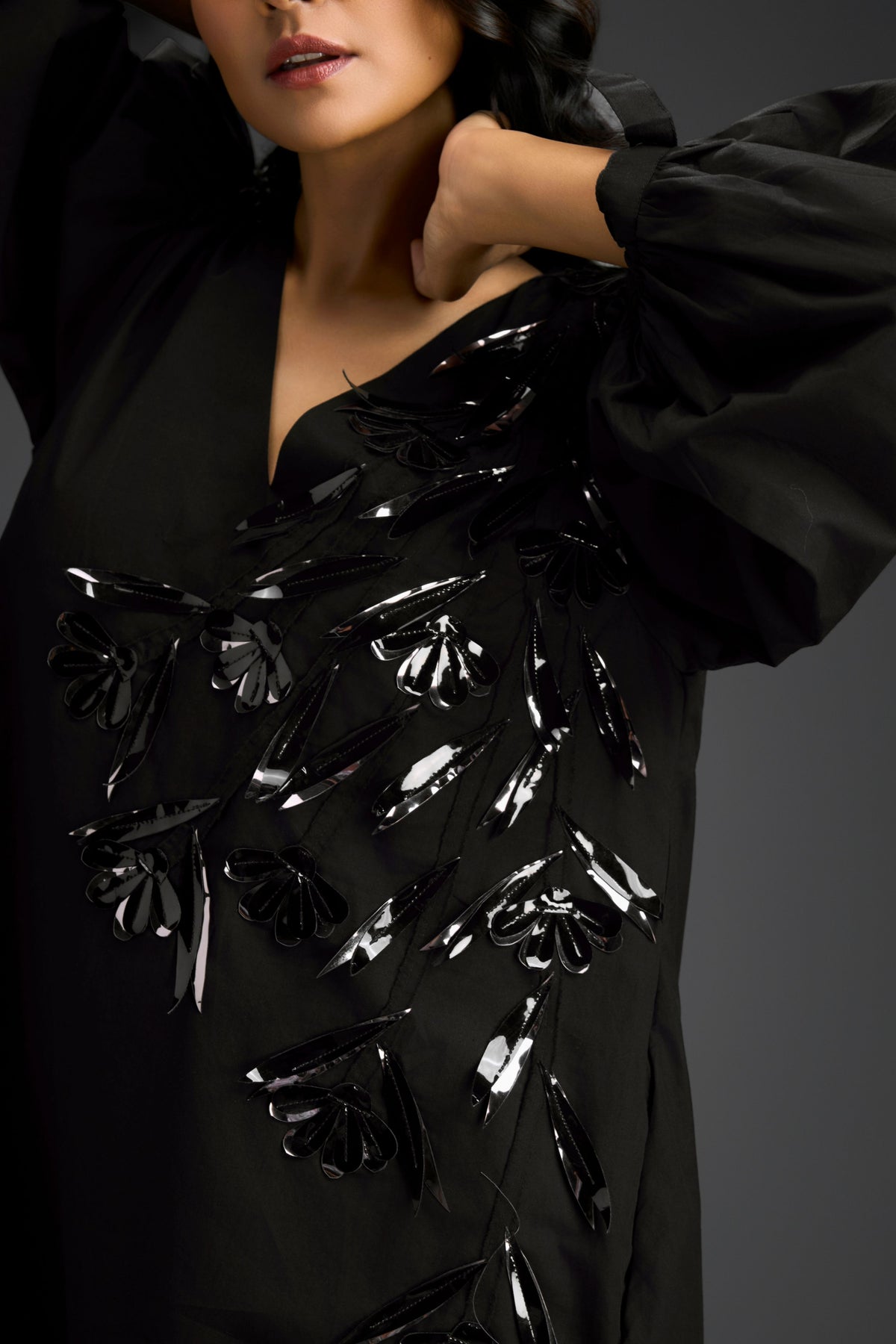 Black High-low V-neck Dress