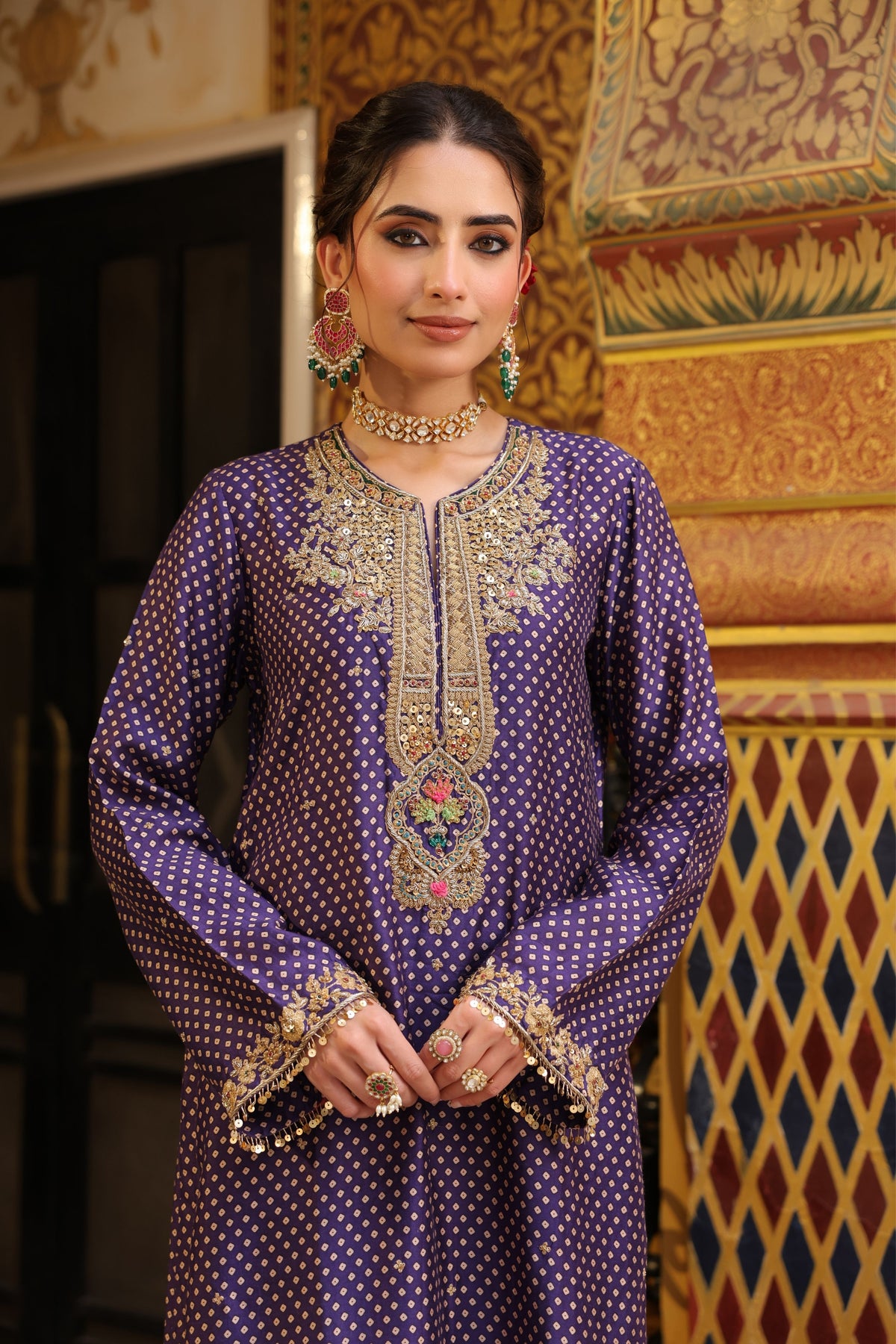 Ahista Purple Printed Kurta Set