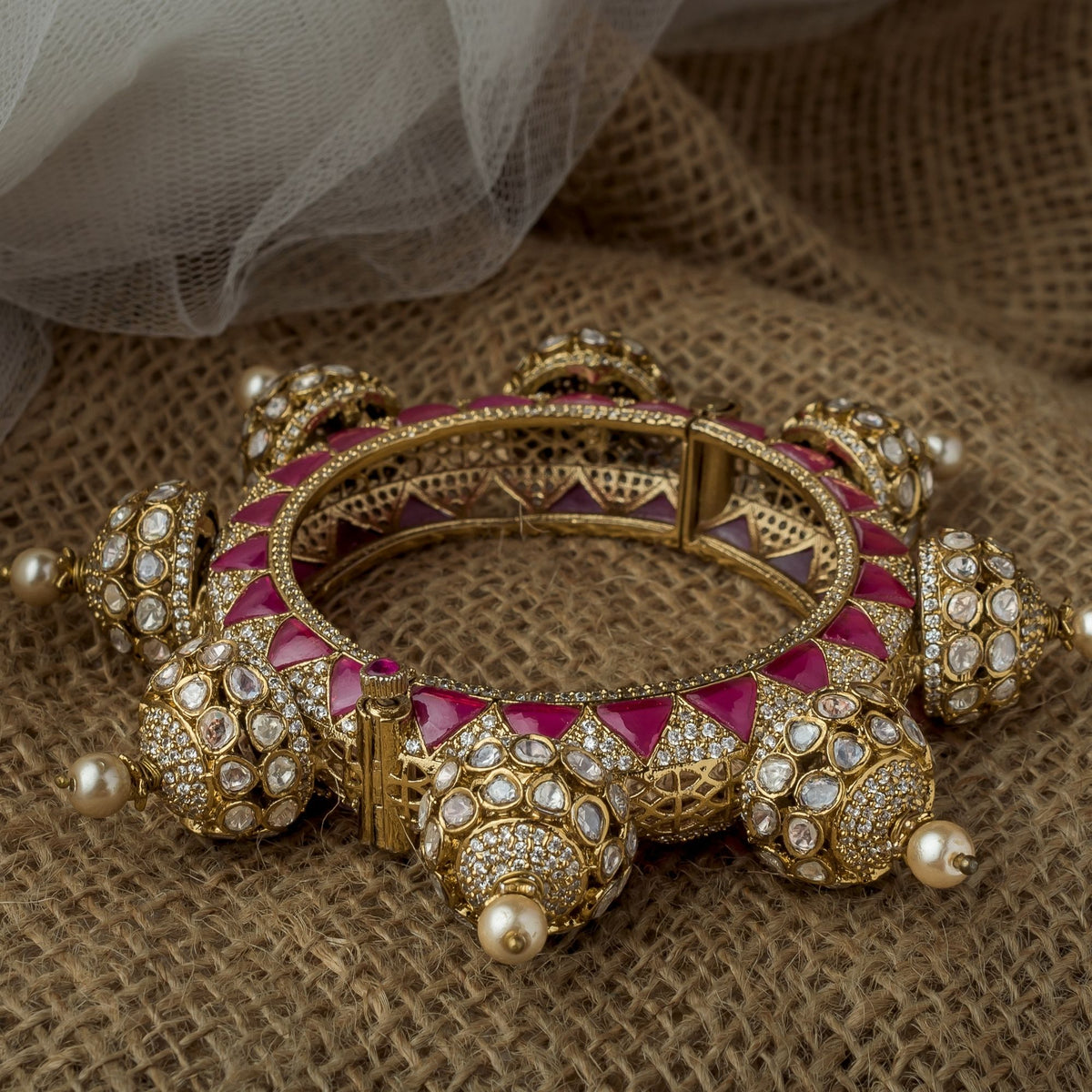 Gold Plated Pink Womens Kada