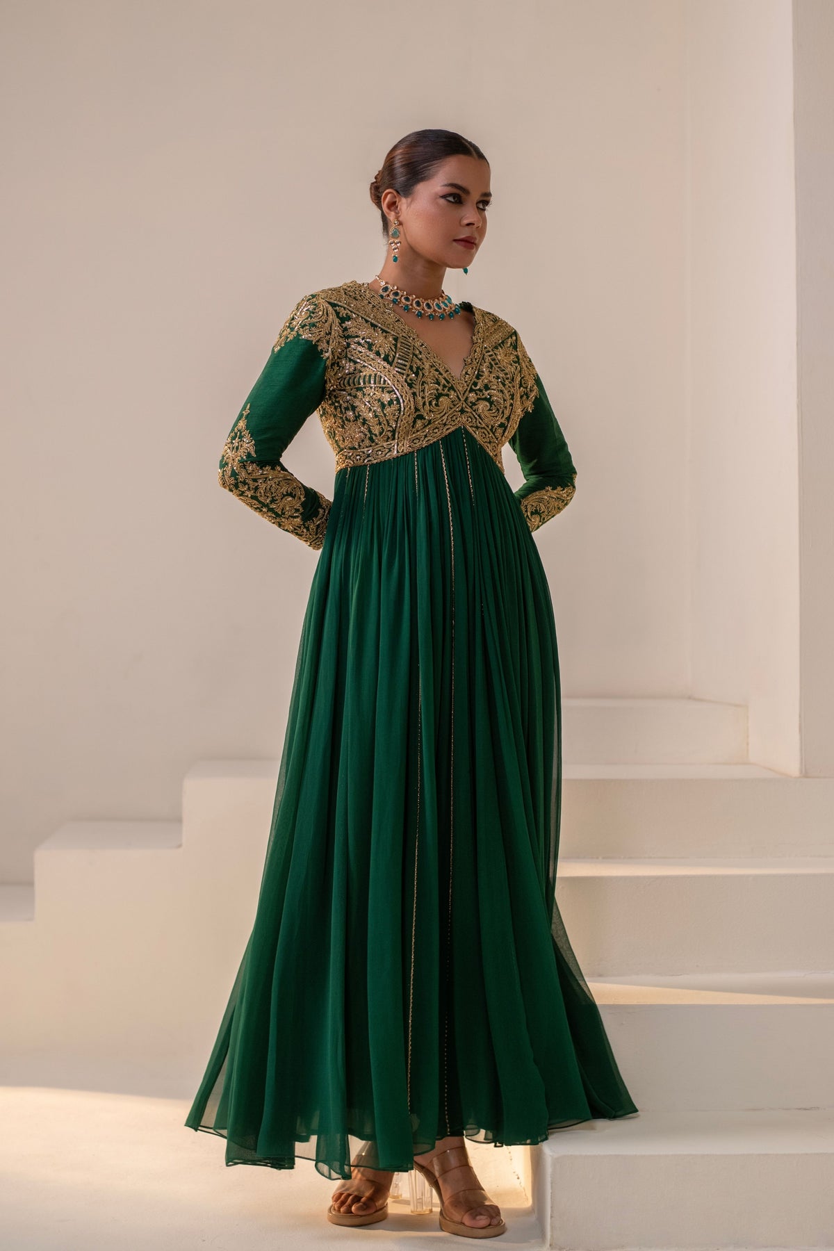 Emerald Green Embellished Anarkali