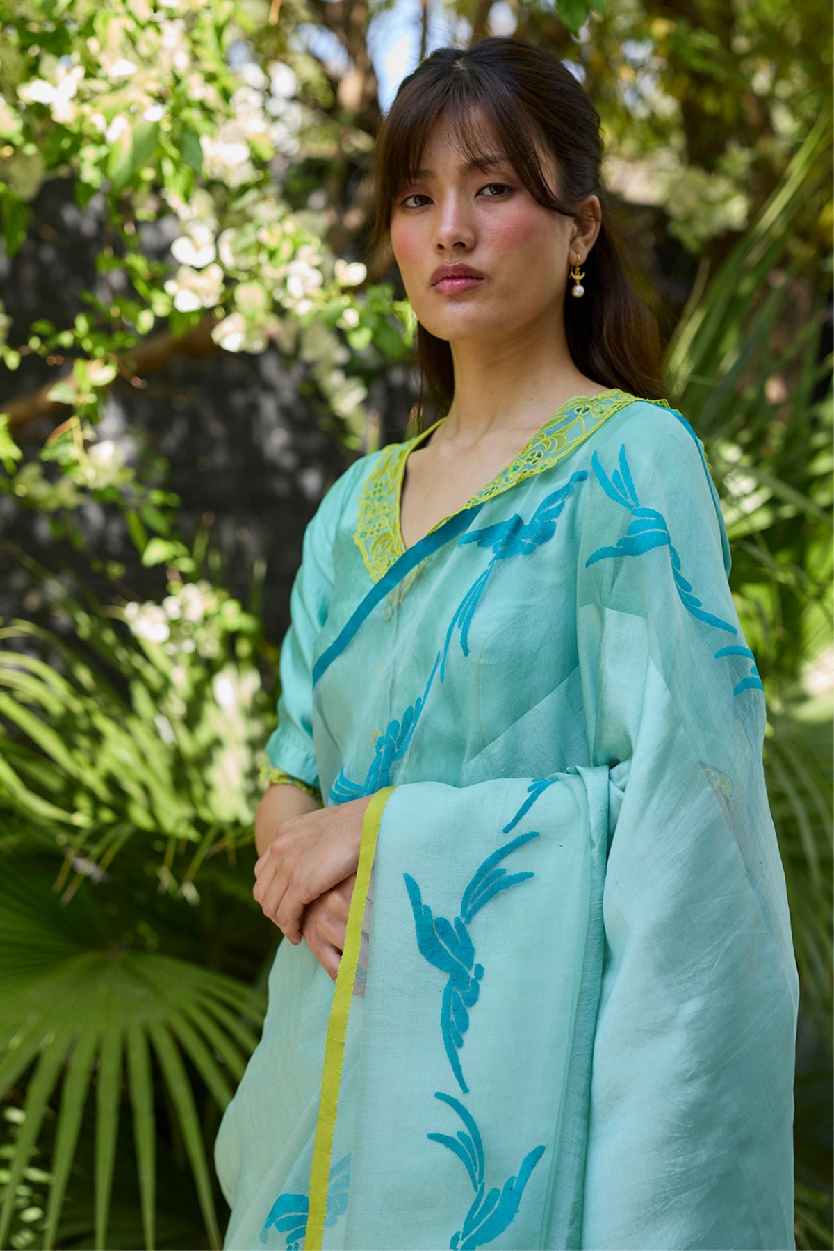 Playful Flight Blue Jamdani Saree