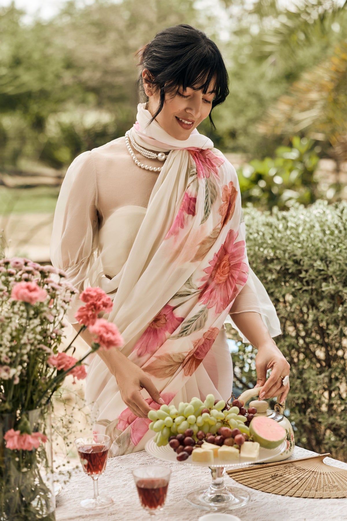 Vera White Chiffon Saree