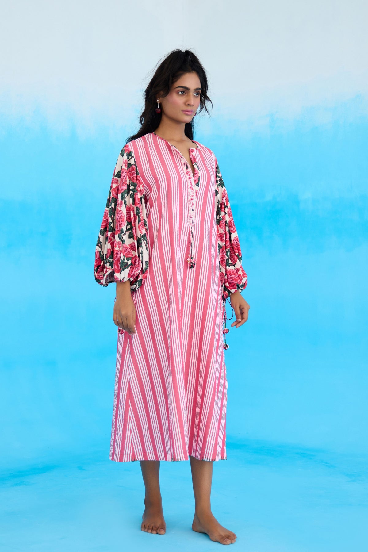 Pink A-line Flower Tassels Dress