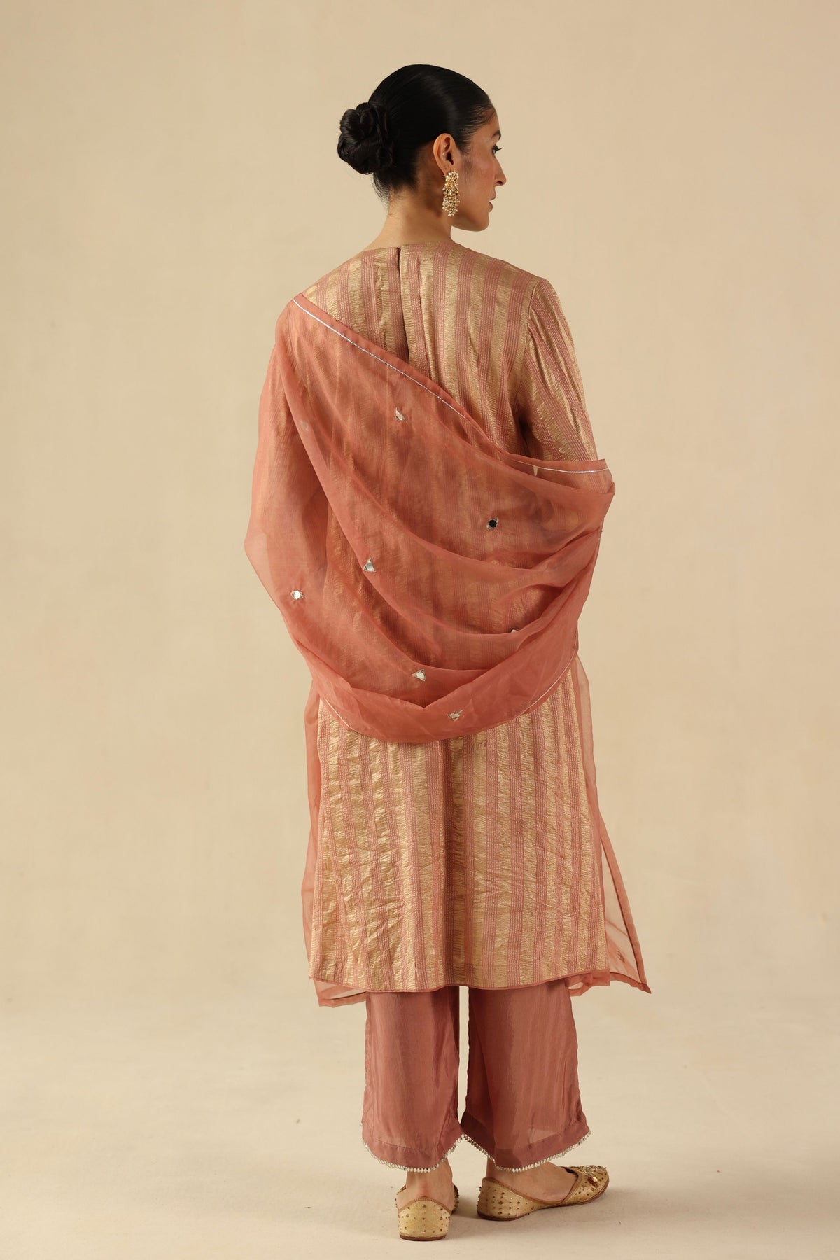 Peach Naksh Kurta Set