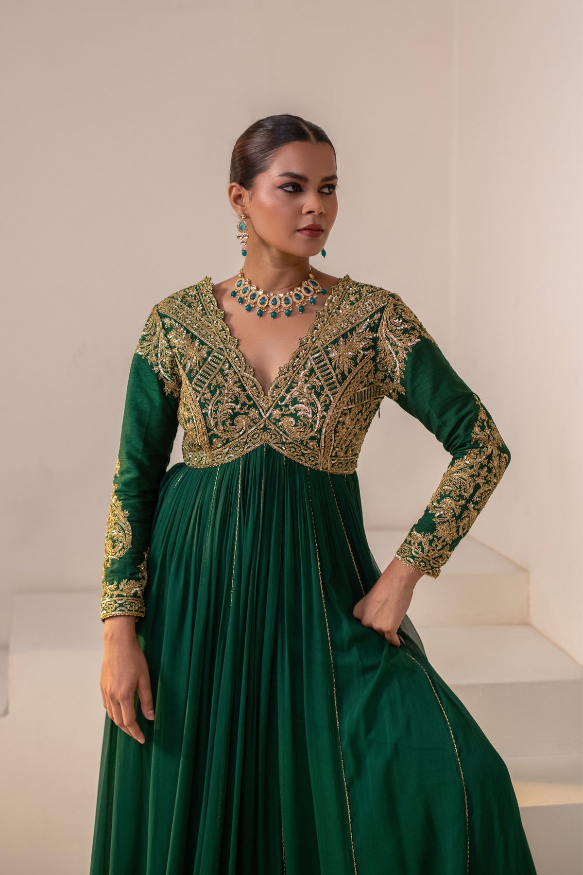 Emerald Green Embellished Anarkali