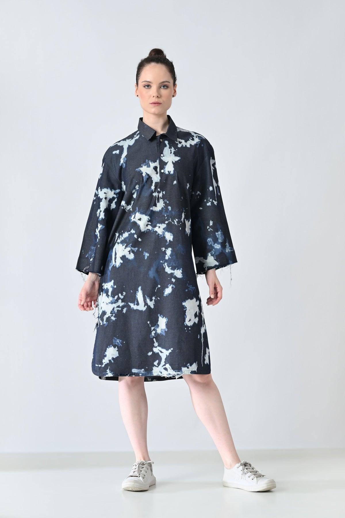 Midnight Blue Ink Shirt Dress
