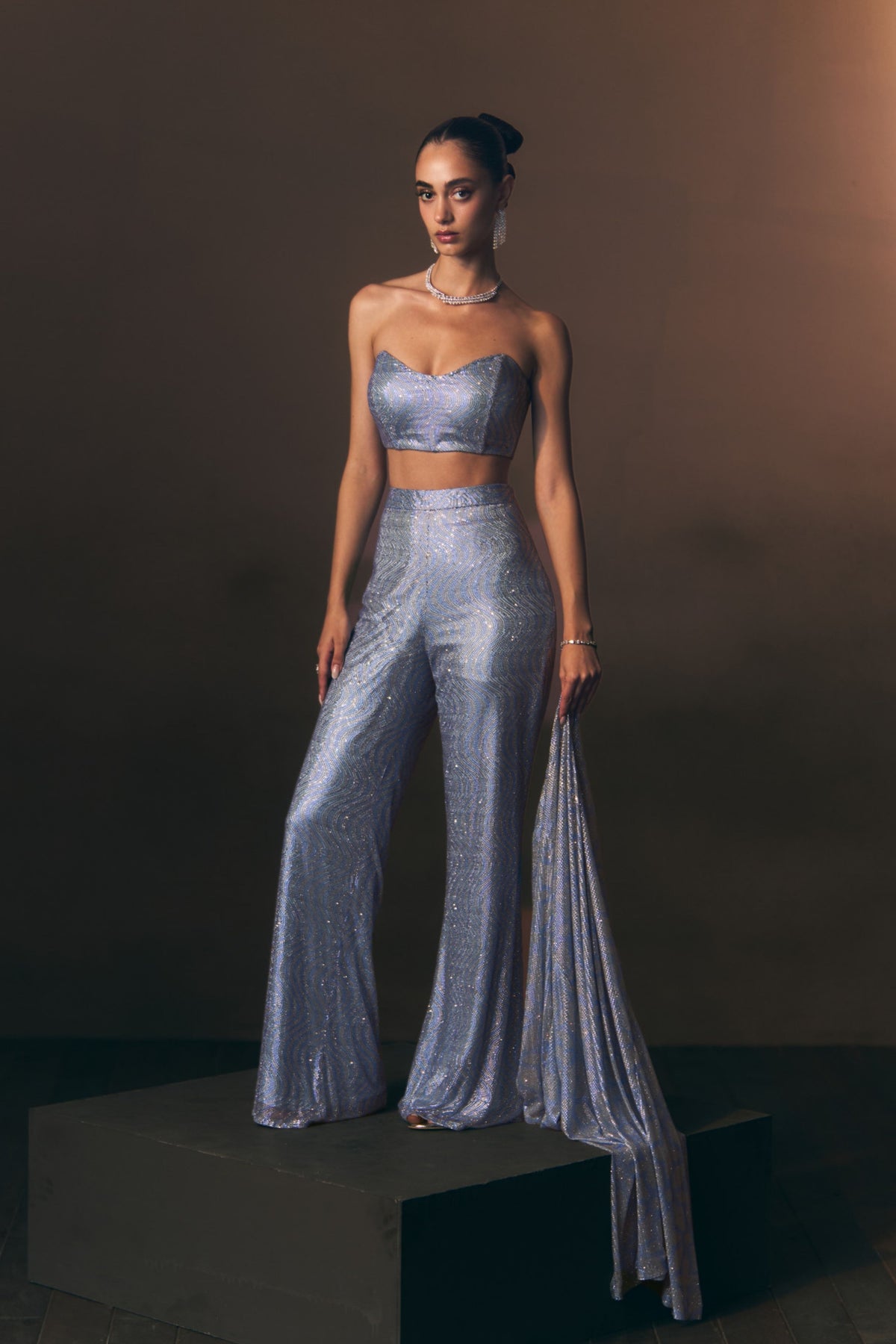 Blue Sharara Pants with Jacket