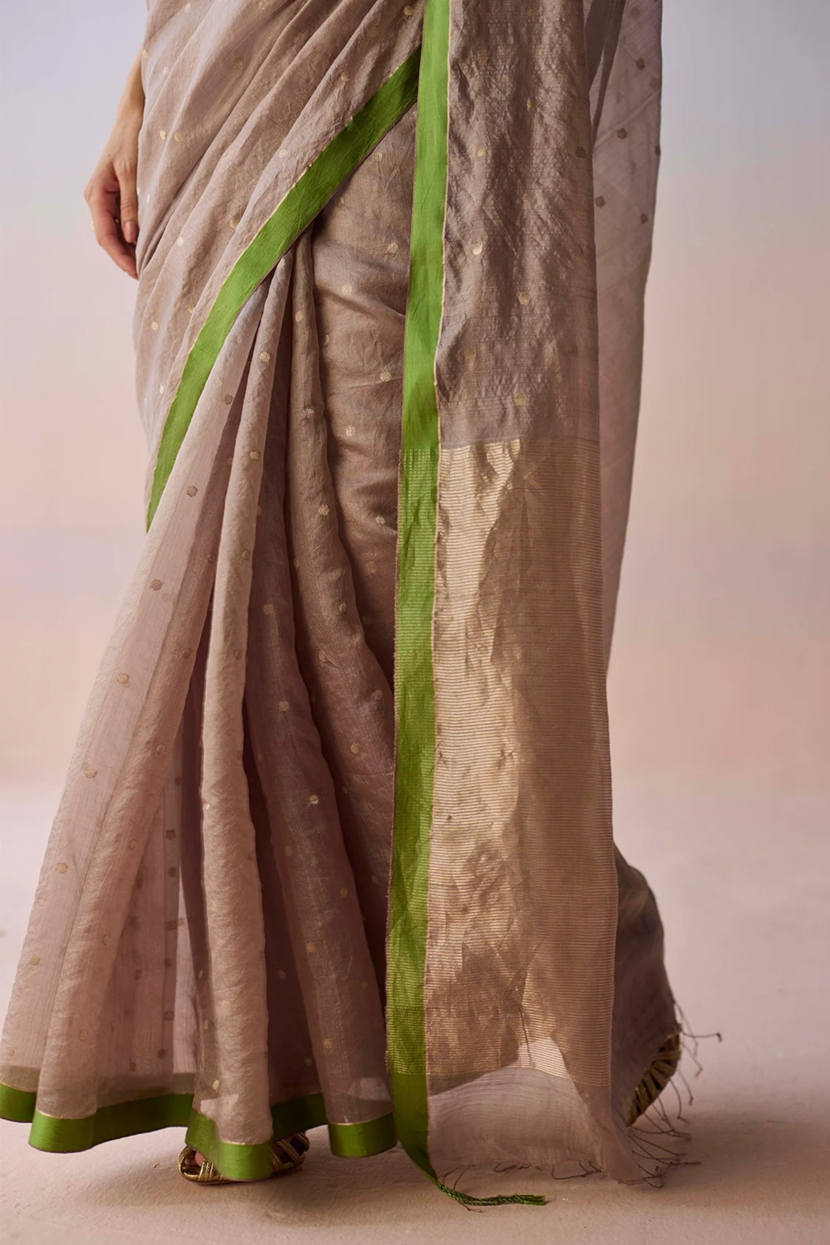 Taupe Wildflower Gleam Saree