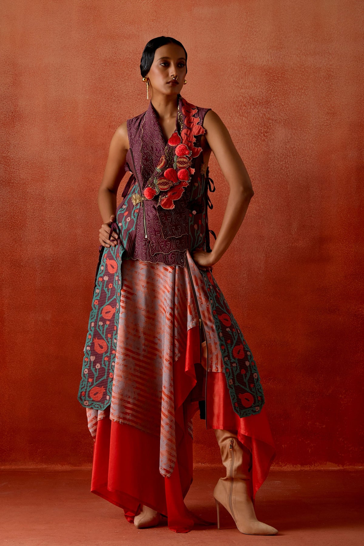 Pomegranate Jacket And Skirt Set