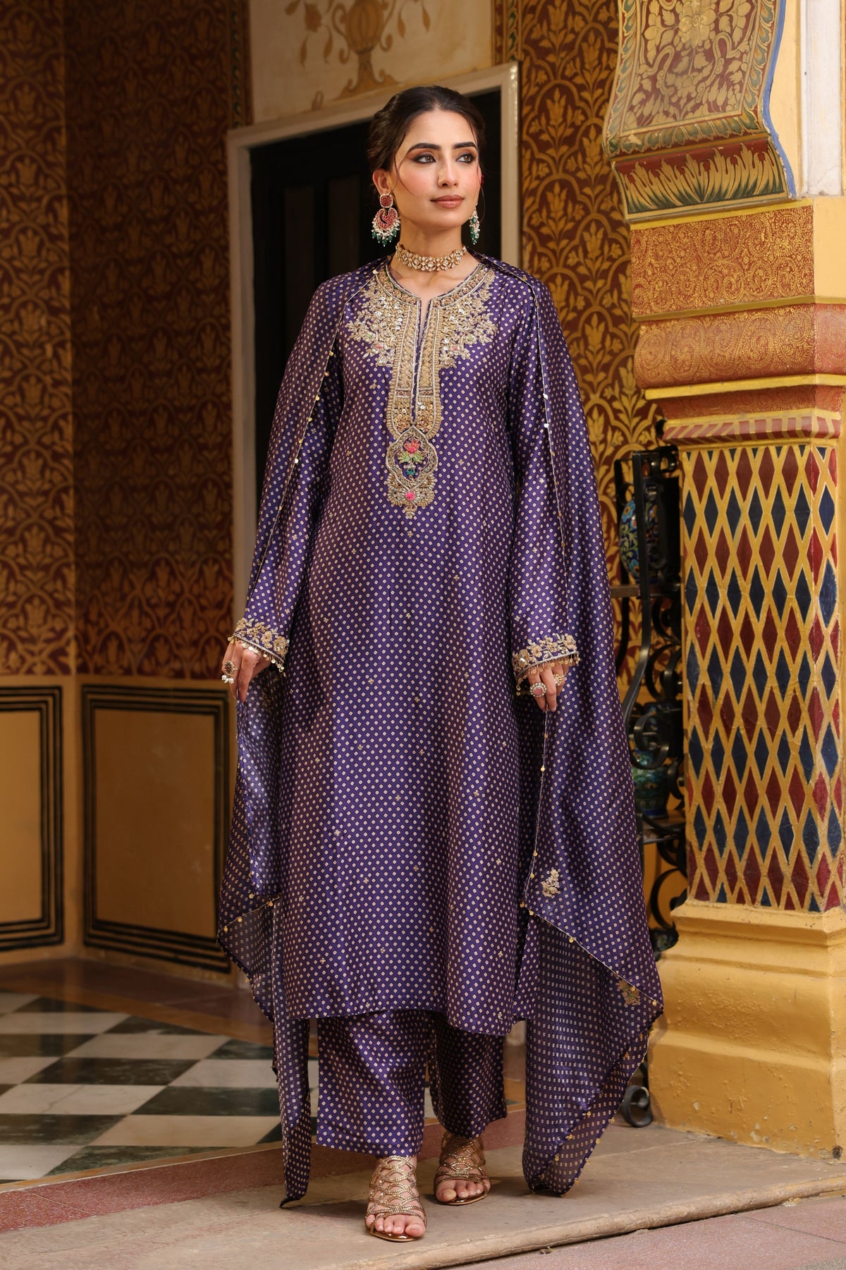 Ahista Purple Printed Kurta Set