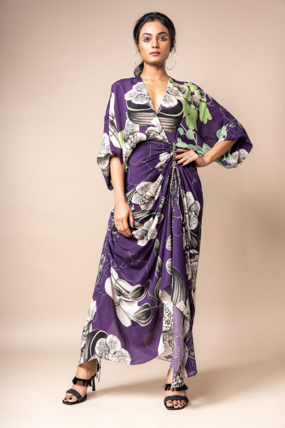 Aubergine Print Wrap Dress