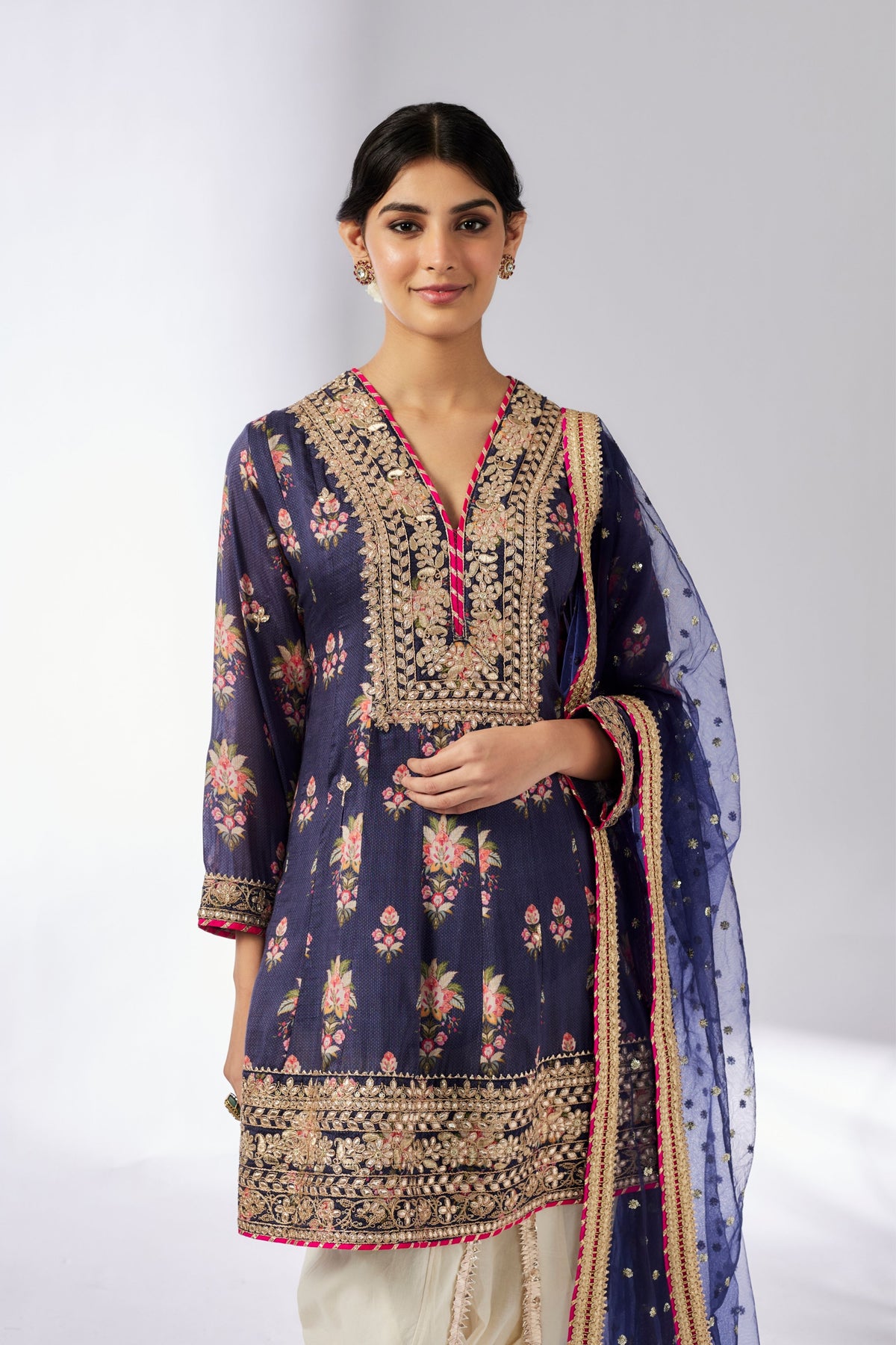 Navy Ekta Kurta Dhoti Set