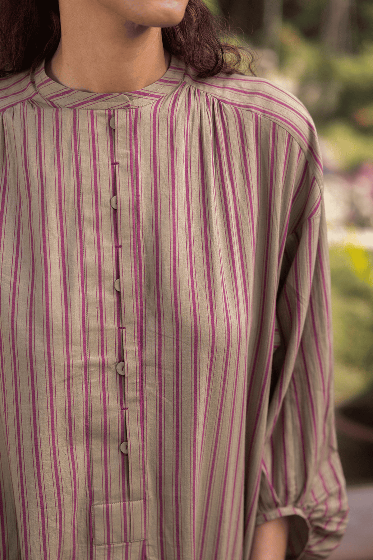 Lost-in-time Striped Clay Kurta Set