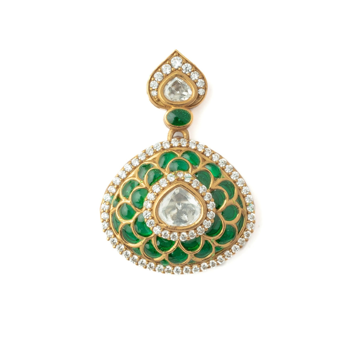 Gold Plated Green Pair of Earrings