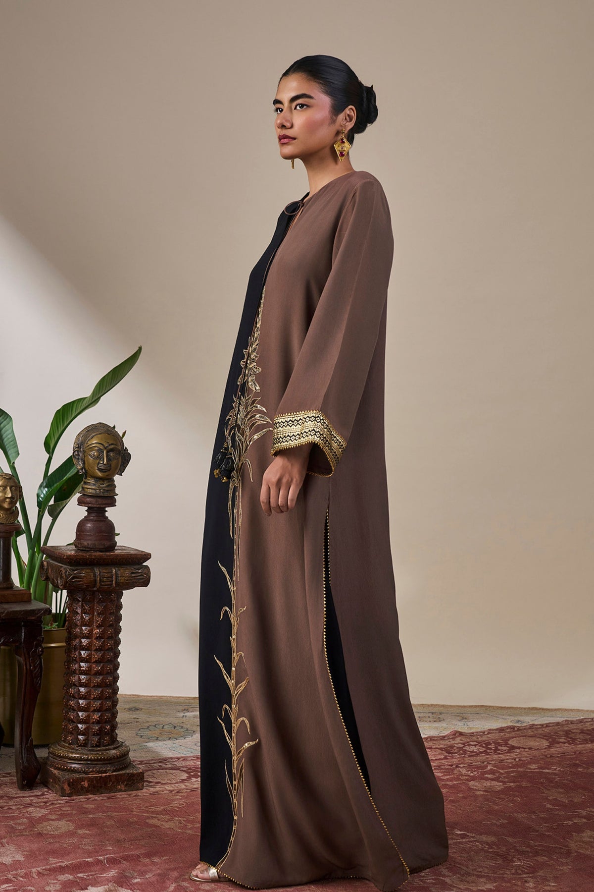 Black & Brown Shaahi Bloom Kaftan