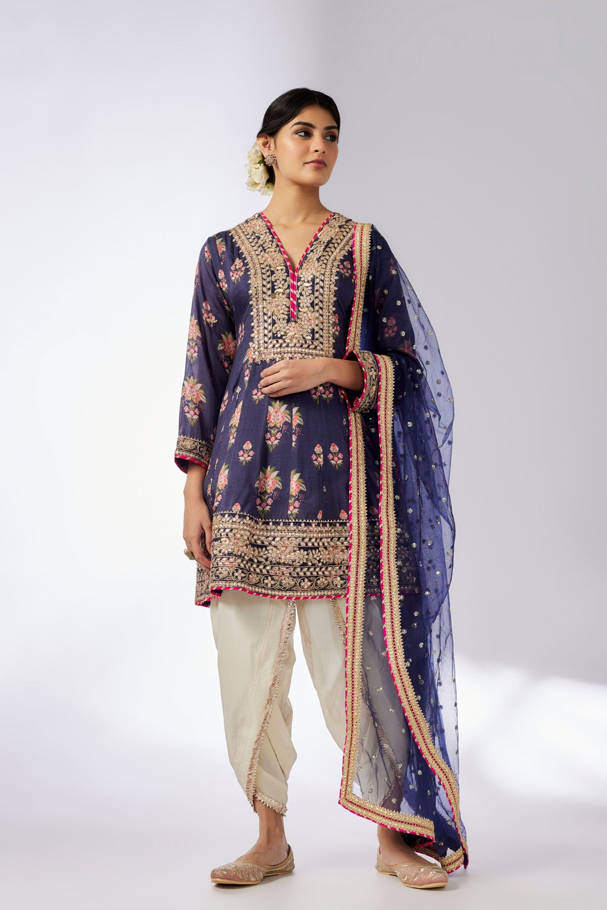 Navy Ekta Kurta Dhoti Set