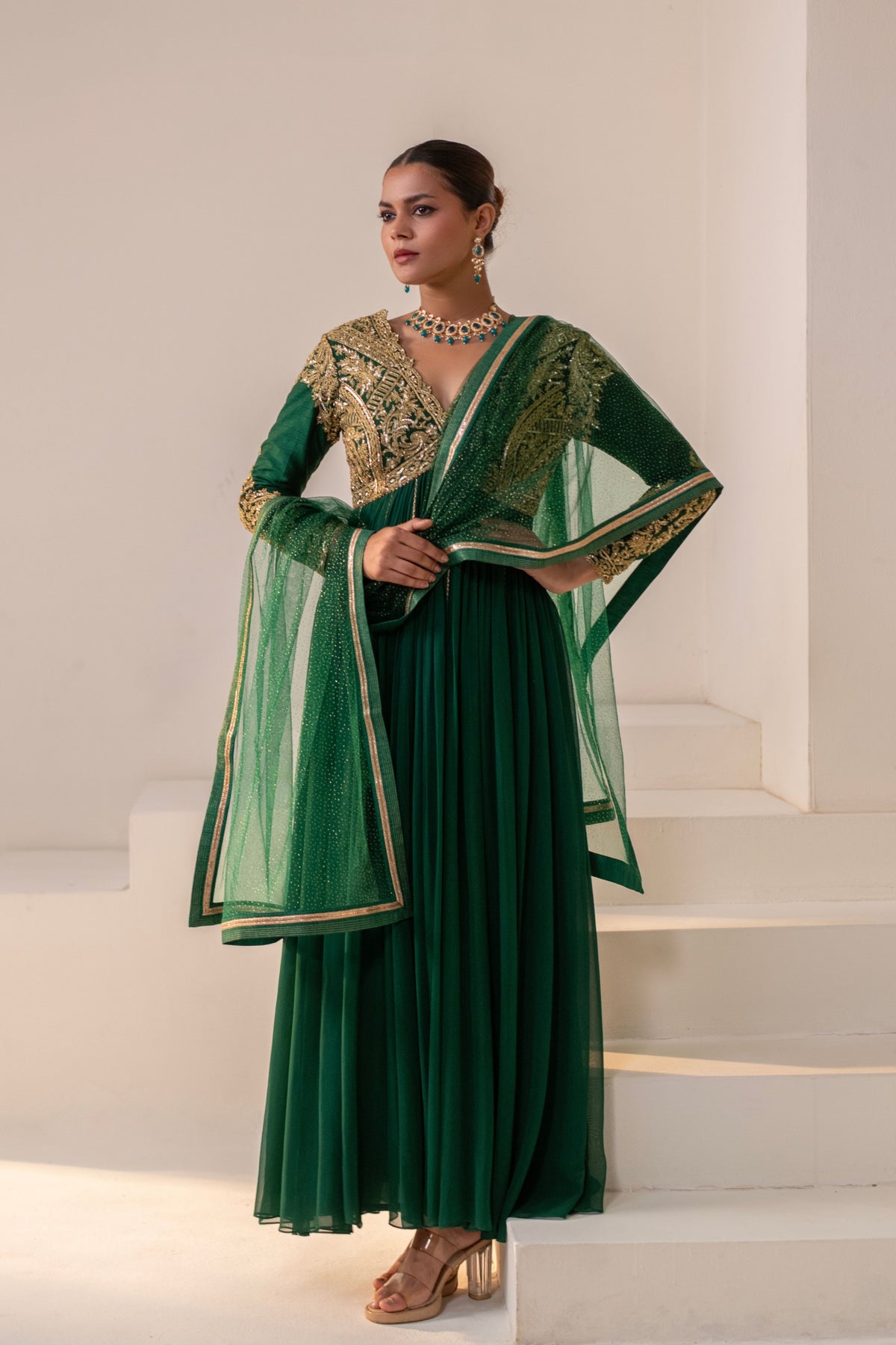 Emerald Green Embellished Anarkali