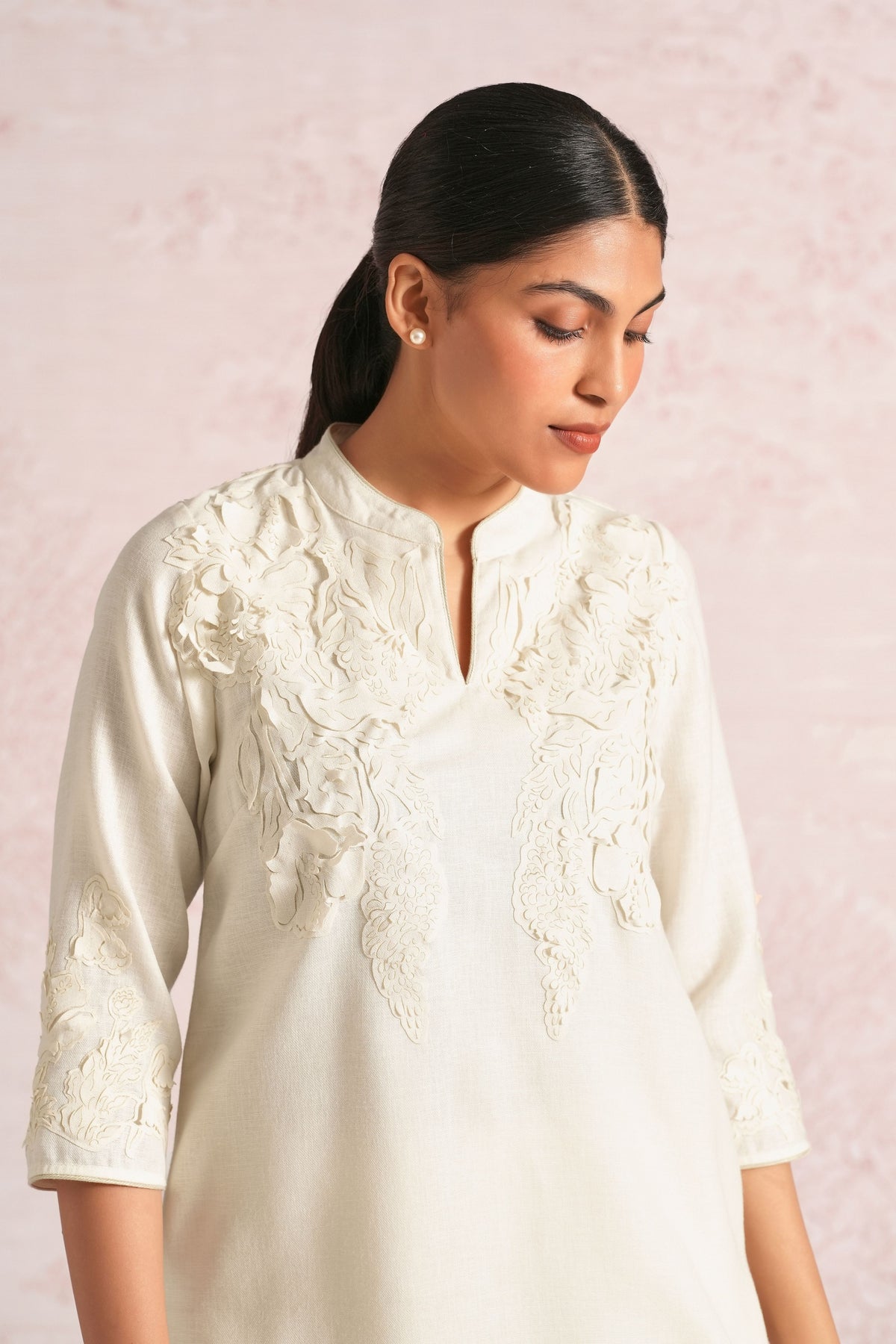 Floral Off White Kurta Set