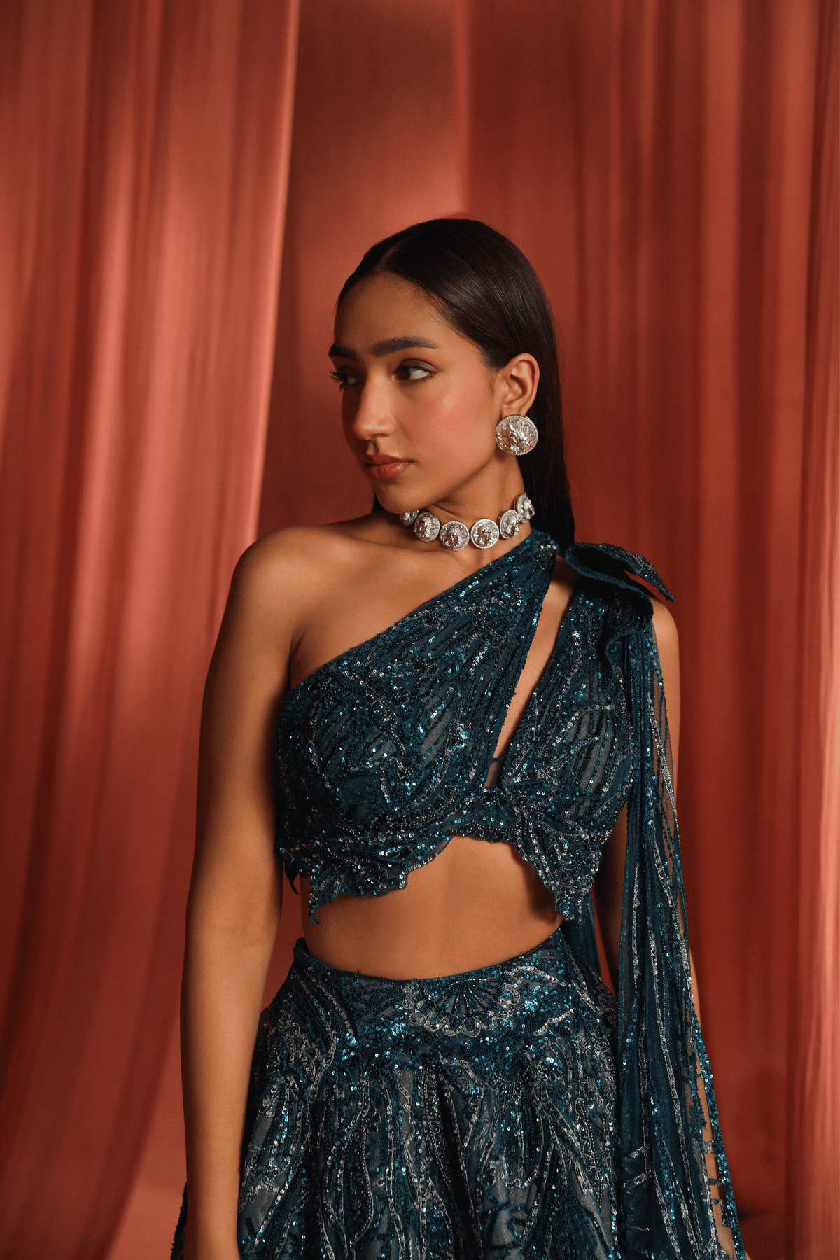Teal Bloom Lehenga