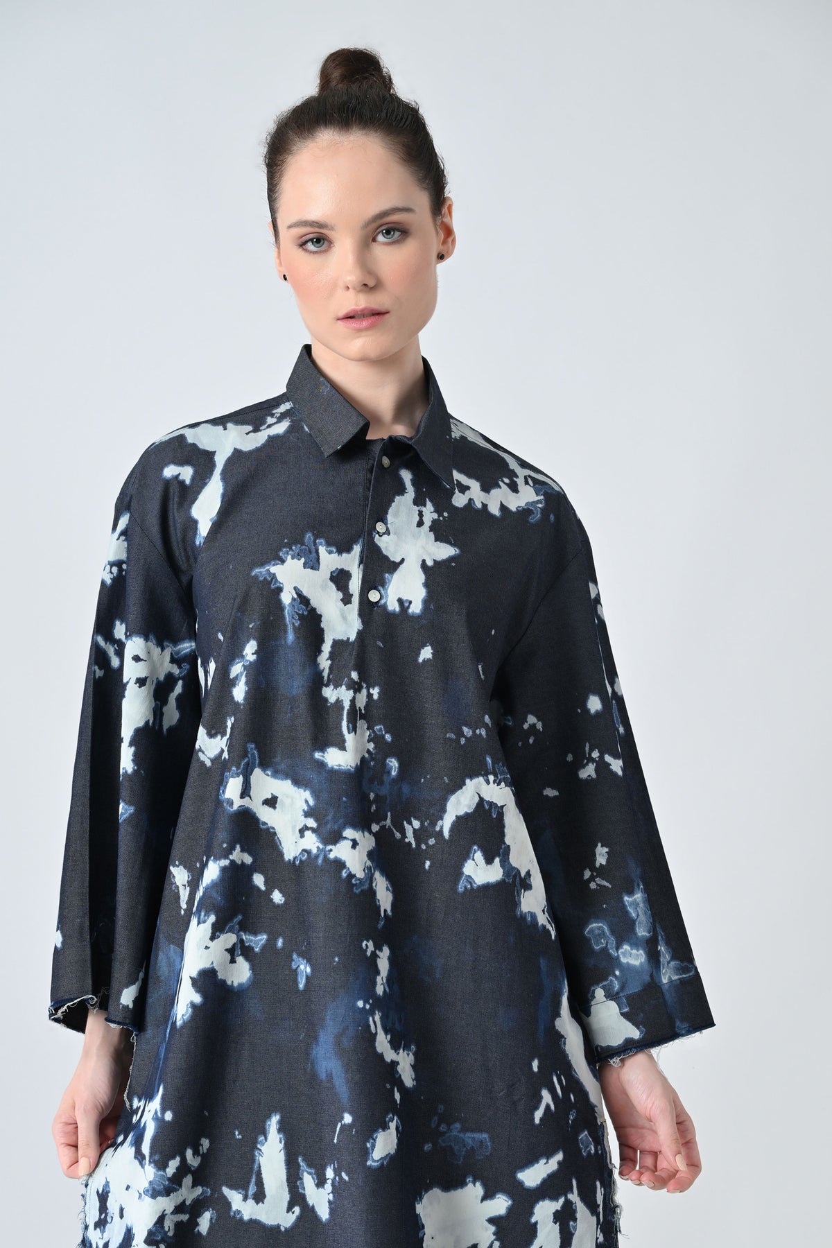 Midnight Blue Ink Shirt Dress