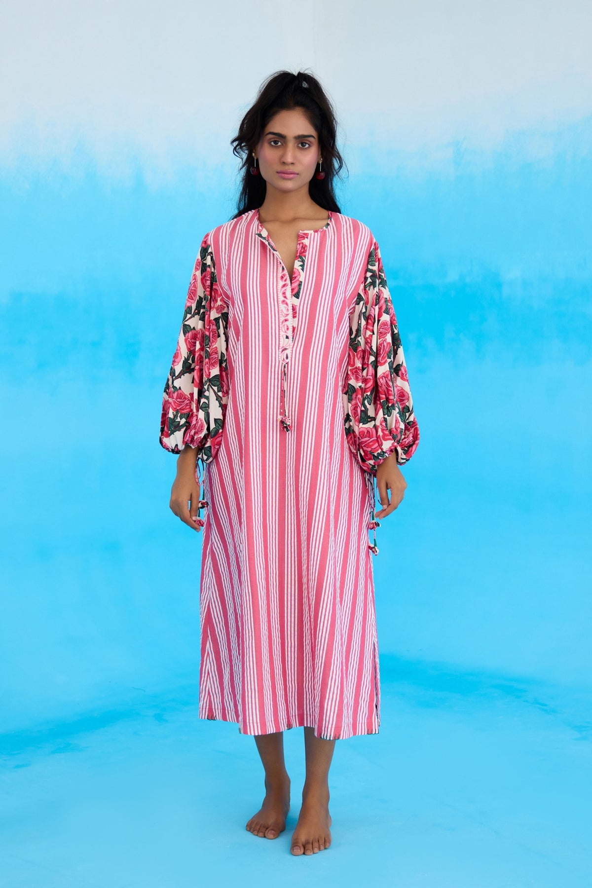 Pink A-line Flower Tassels Dress