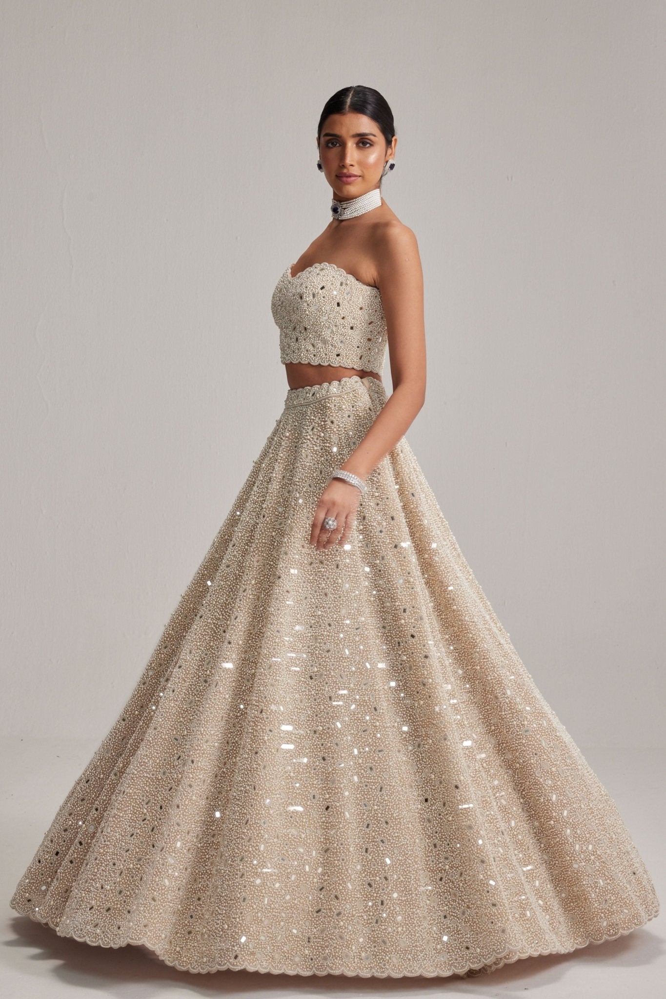 Pearl Corset Lehenga Set - Vvani by Vani Vats - Elahe