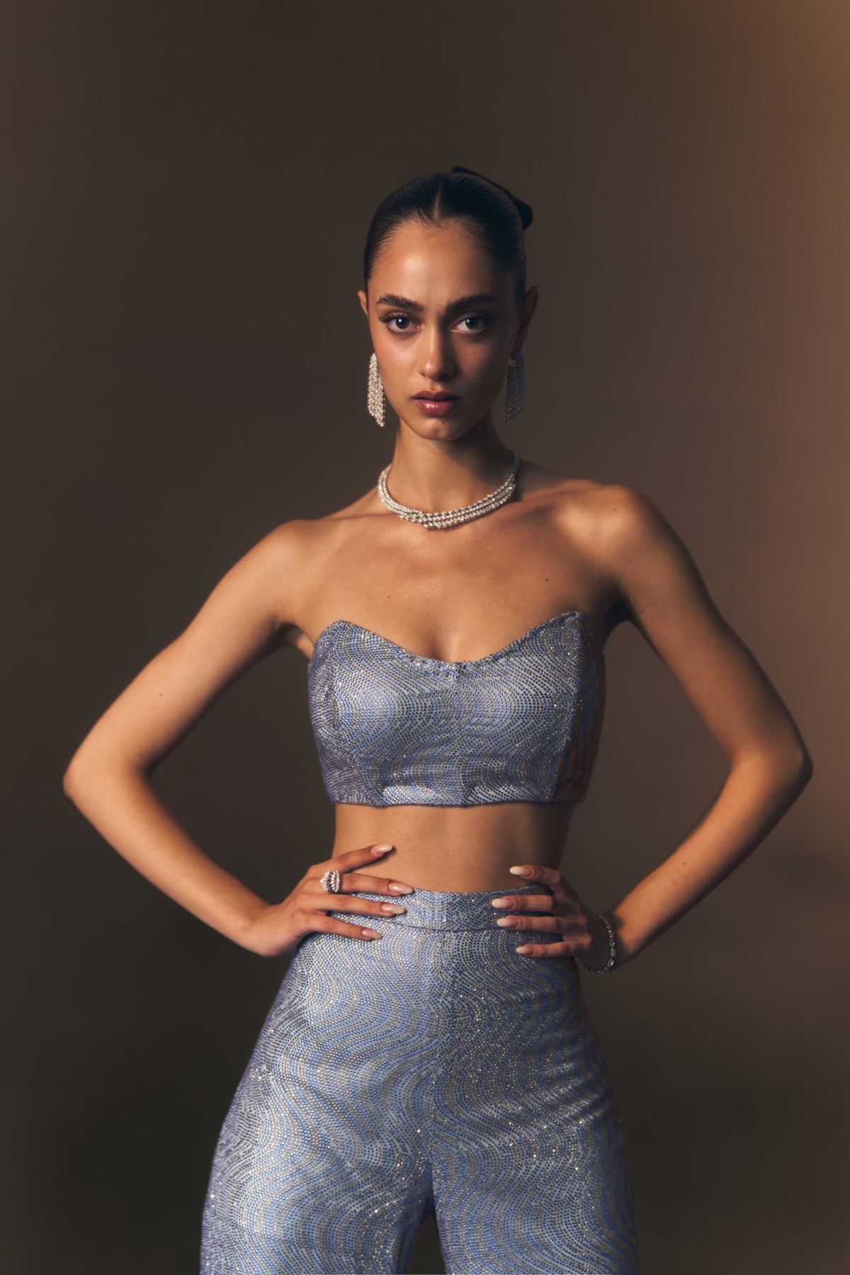 Blue Sharara Pants with Jacket