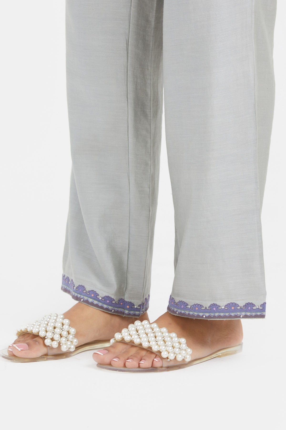 Bluish Grey Chanderi Co-ord Set