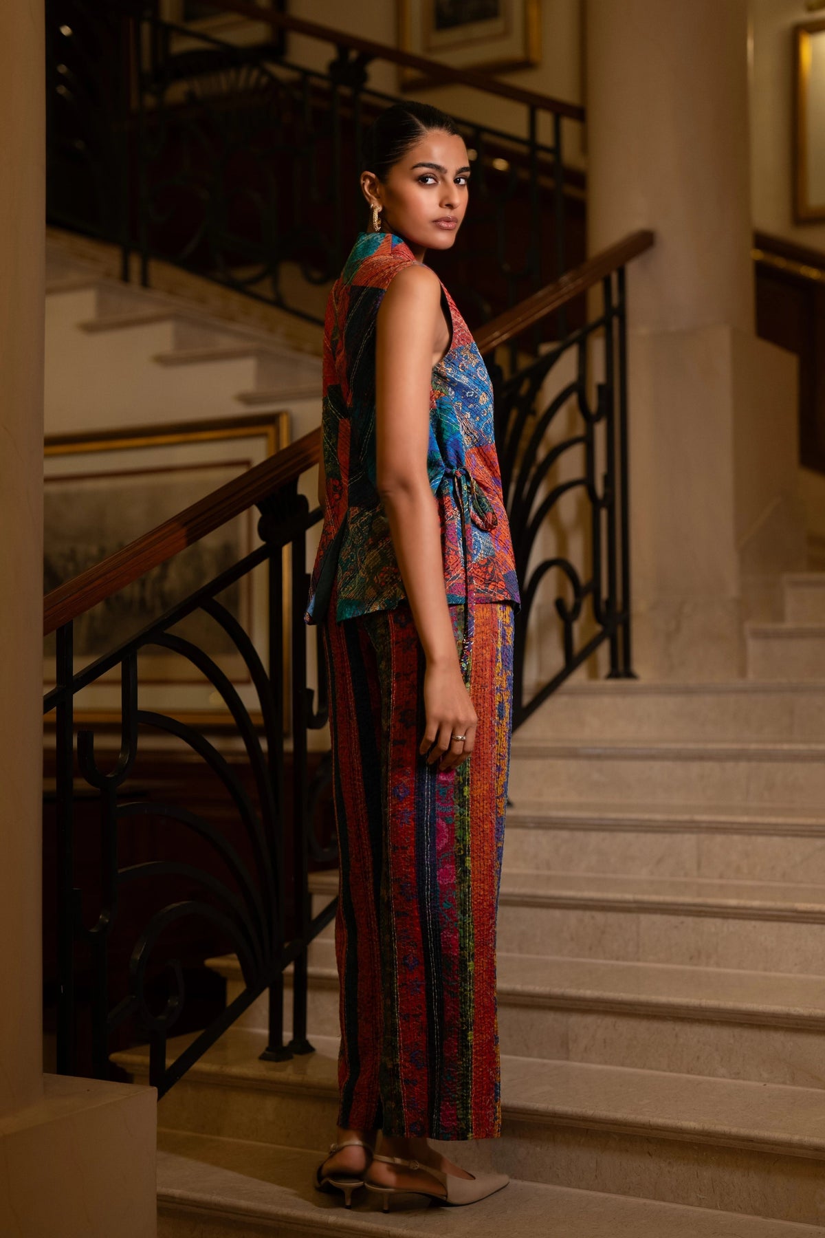 Embroidered Stripe Pants