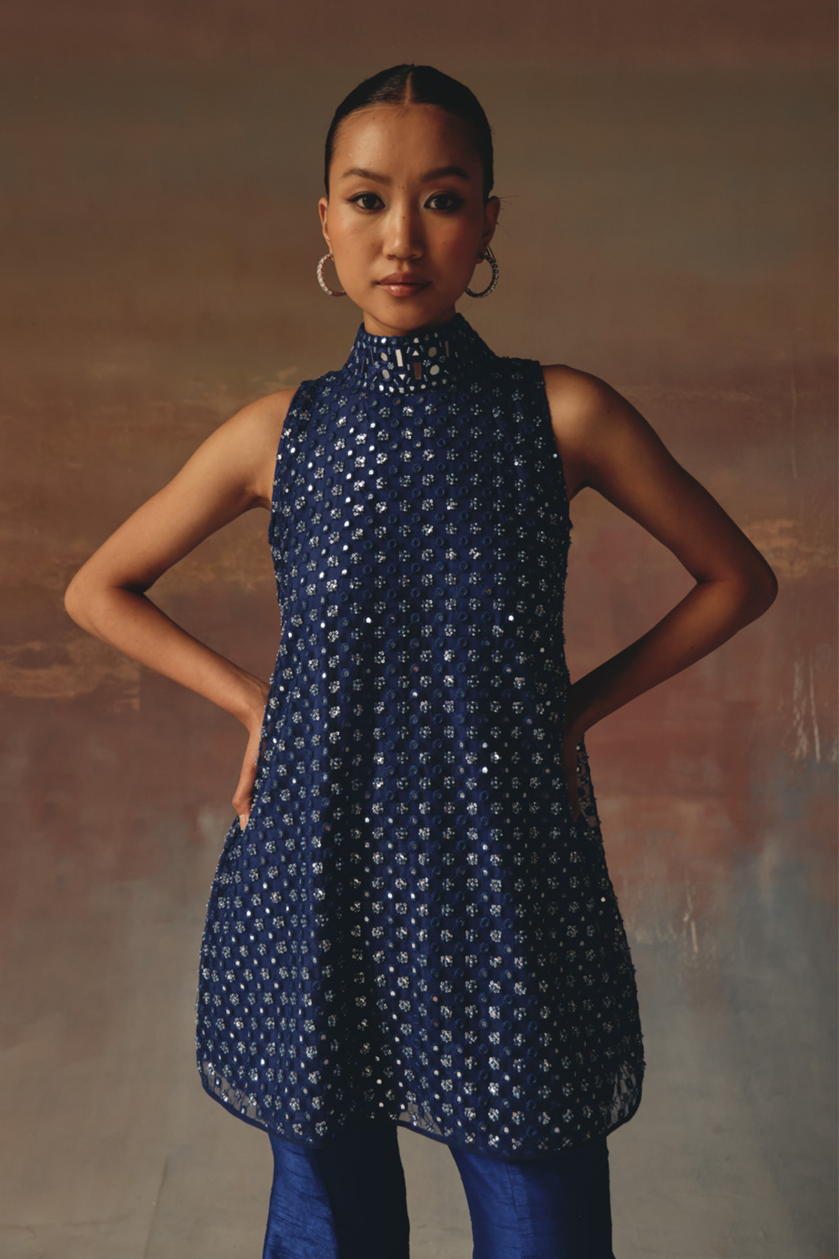 High-neck A Line Top